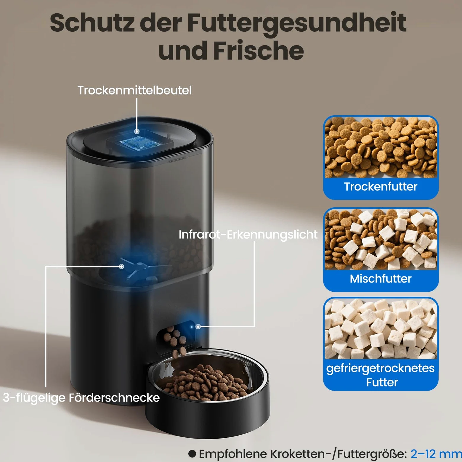 Distributeur automatique de nourriture pour chats 3 litres, 2,5 L, dispositif d'alimentation à distance contrôlé par application silencieuse avec 10 repas par jour, design anti-obstruction, idéal pour