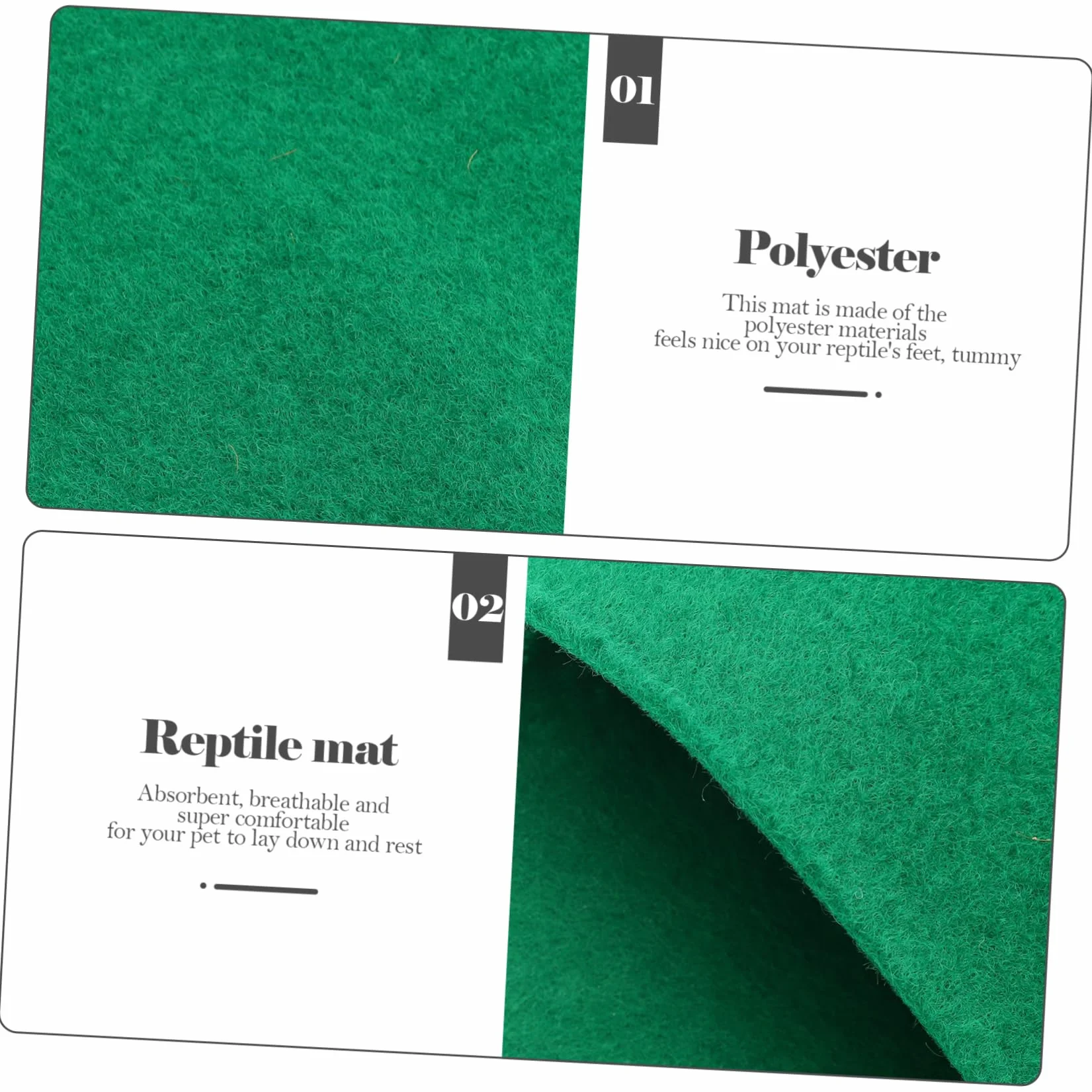 Tapis pour Reptiles Absorbant 50x30cm Litière pour Tortues et Serpents Lot de 2 Vert