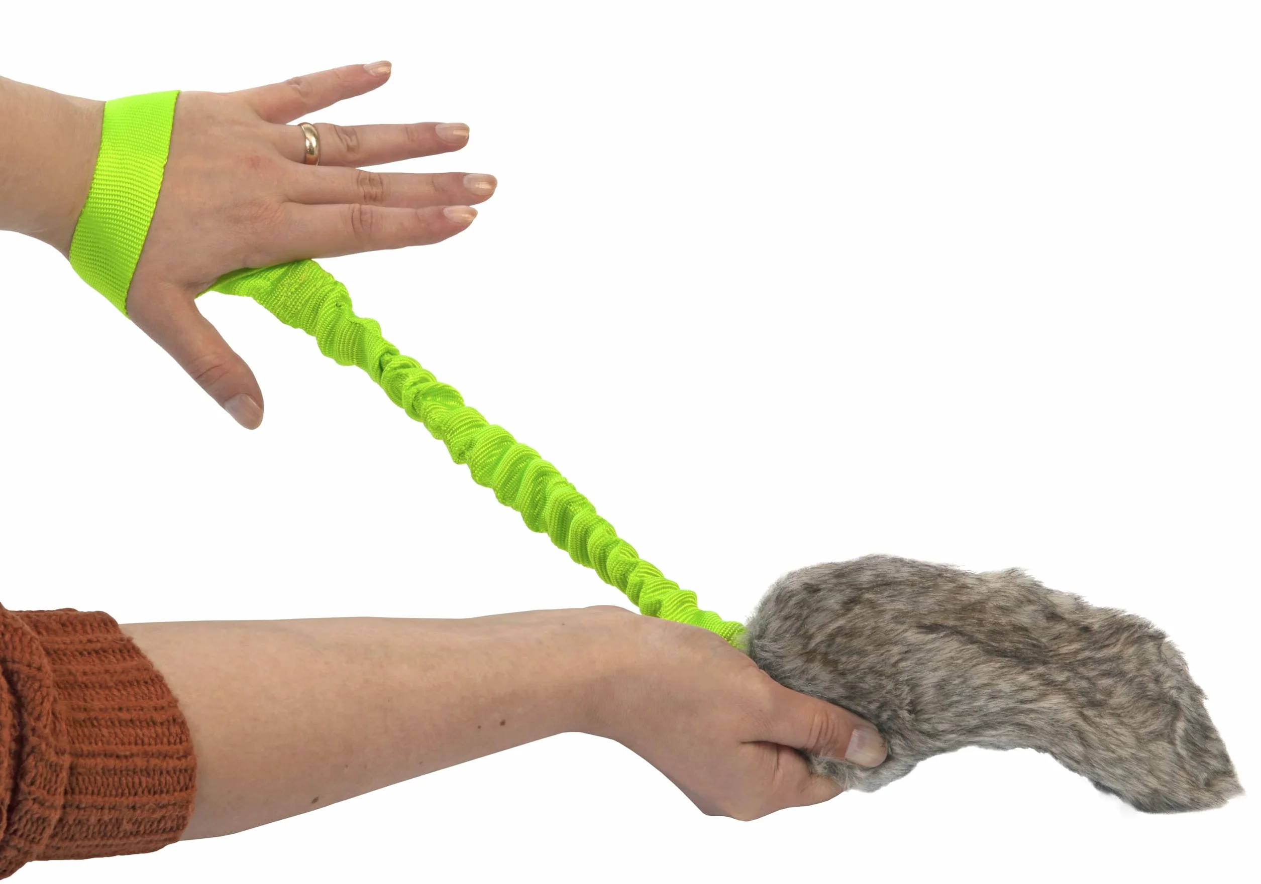 Dingo Jouet pour Chien en Fourrure Artificielle - Leurre Couineur 55 cm avec Poignée Élastique pour l’Agilité, l’Entraînement, la Chasse et Le Jeu – Vert (15584-2)