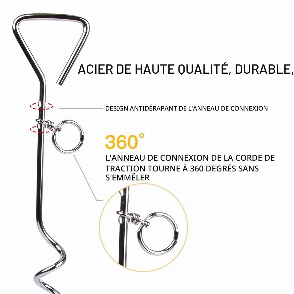 Câble Attache Chien Piquet Acier Inoxydable 3M 5M 10M 360° Laisse Spirale Extérieur Jardin Camping Alliage Zinc Pas Rouille