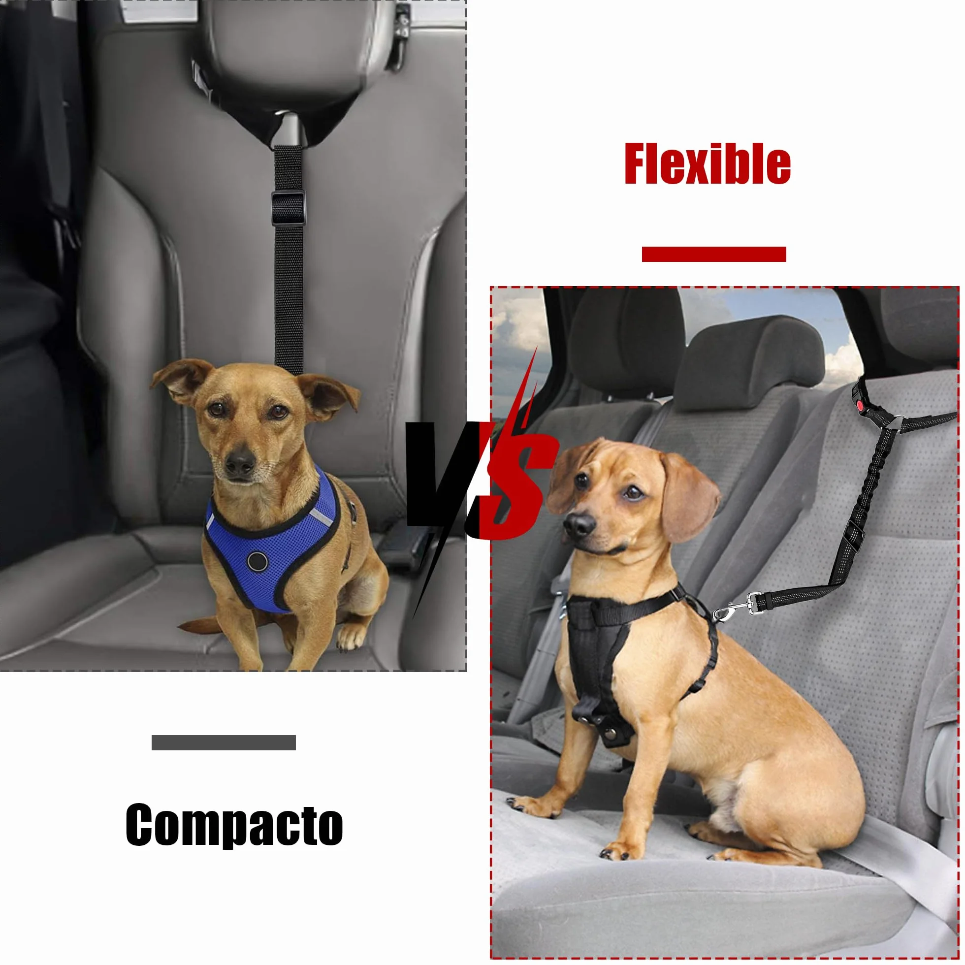 Ceinture Chien Voiture, Universel Harnais Voiture Réglable pour Chien & Chat avec Absorption des Chocs,Harnais Voiture pour Chiens,Ceinture de Sécurité pour Chien