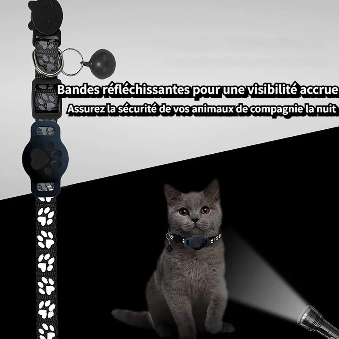 Collier GPS Chat Traceur sans Carte SIM Localisation Temps Réel Imperméable Noir