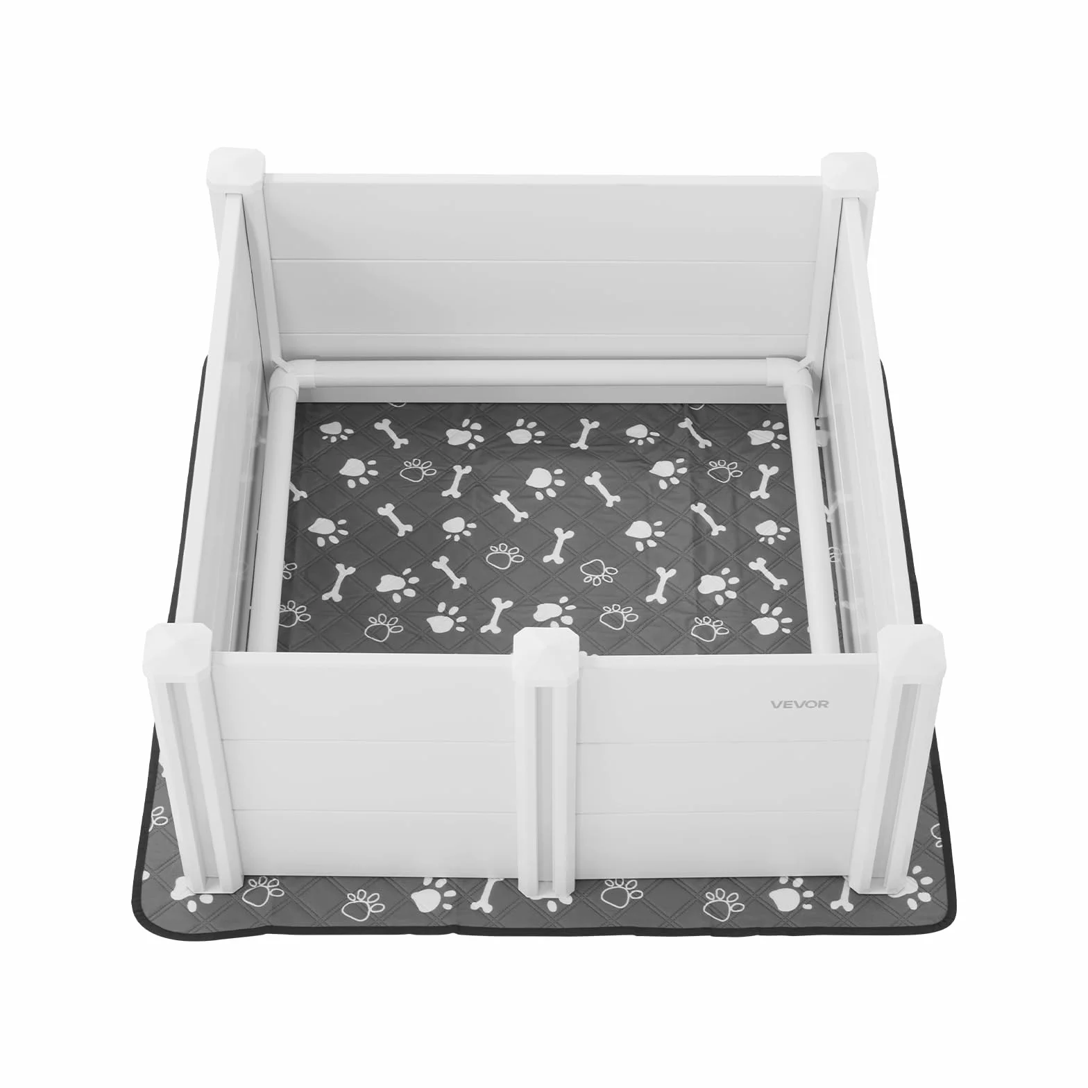 VEVOR Parc de Mise Bas pour Chien 98x98x46 cm Caisse de Mise Bas pour Chiots Porte Hauteur Réglable Tapis d'Urine Lavable Boite de Naissance en Plastique PVC