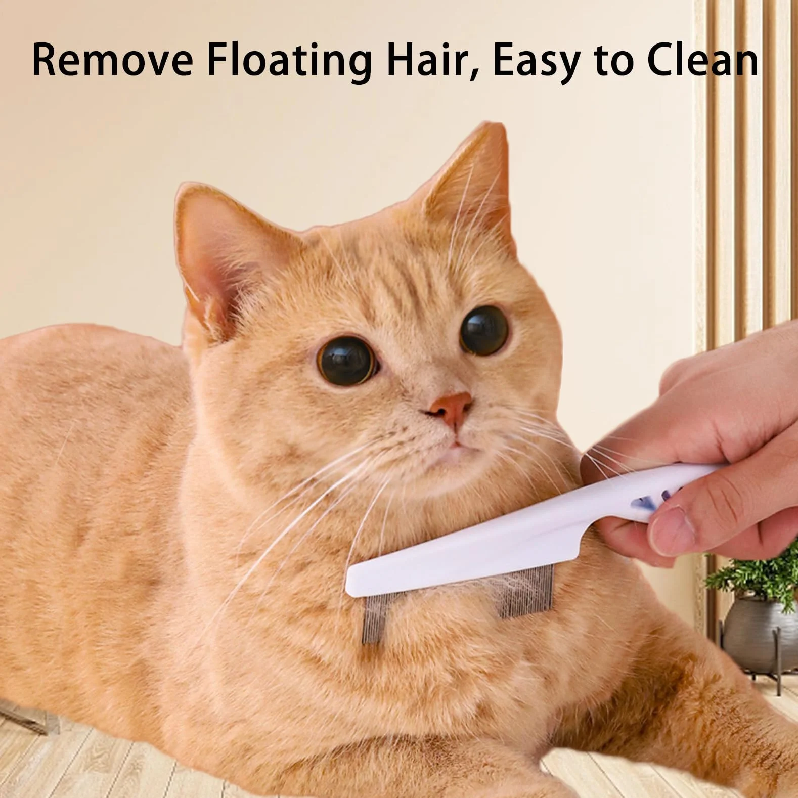 Peigne Anti Puces pour Chien et Chat, Anti Poux avec Tête en Métal, Toilettage Visage Pattes, Cheveux Longs (Blanc)
