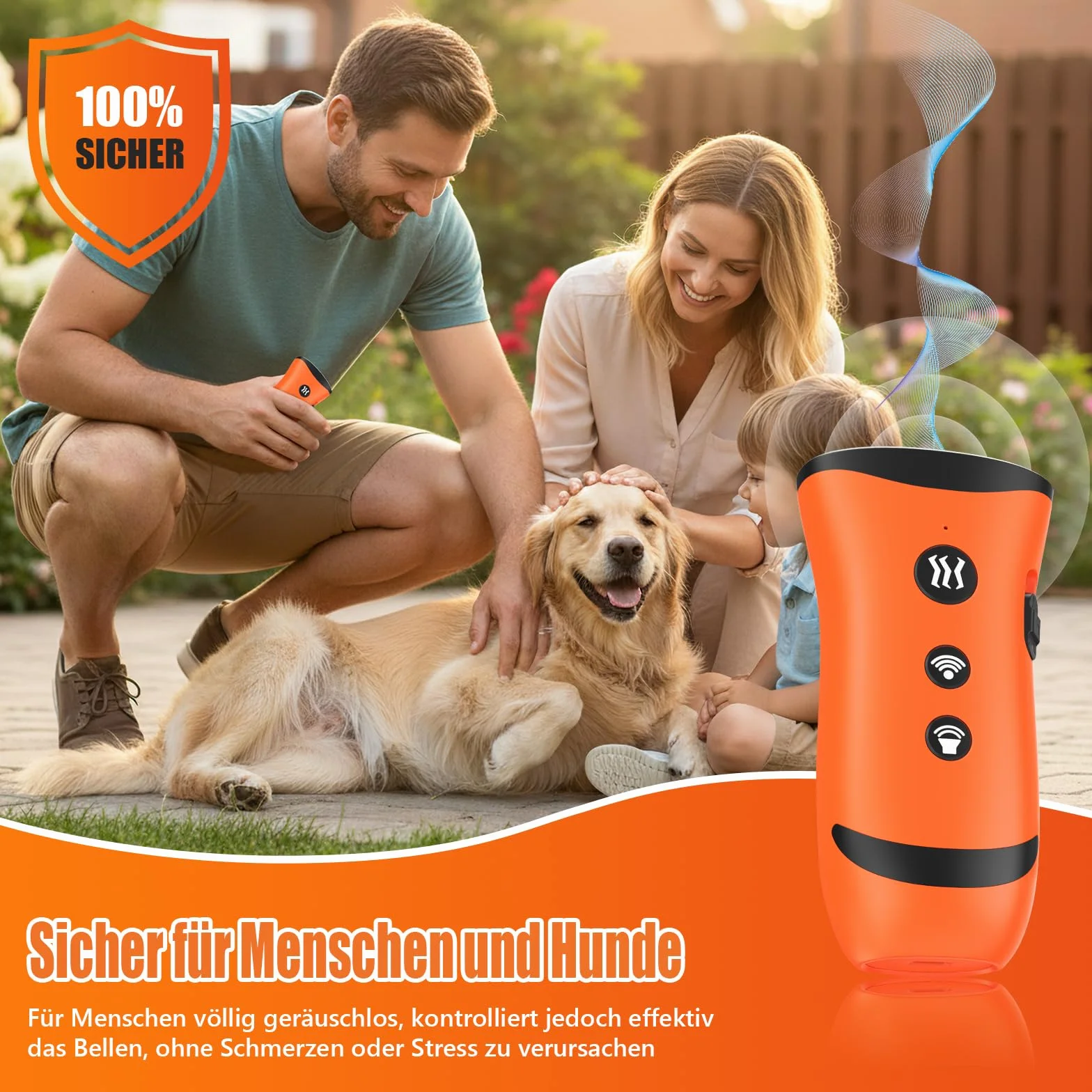 Dispositif Anti-aboiement Ultrason Puissant pour Chien, 3 Modes, Portée 15 m, Intérieur Extérieur