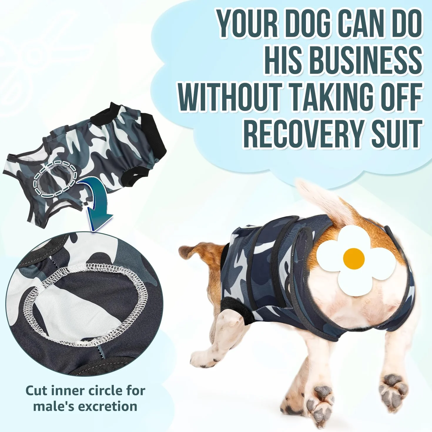 SlowTon Combinaison de récupération pour chien, chemise post-opératoire anti- léchage, bandage abdominal