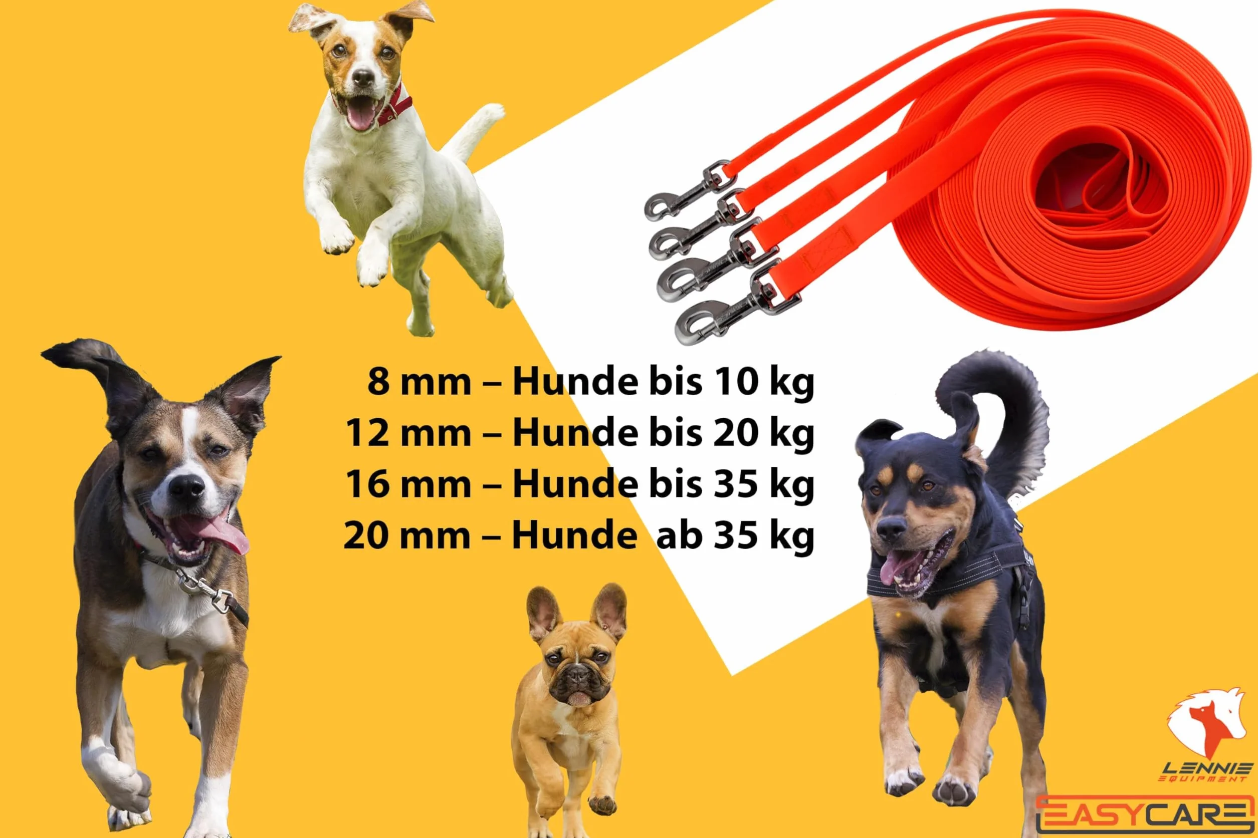 Laisse en nylon avec boucle pour la main et revêtement PVC imperméable et facile d'entretien 4 couleurs épaisseur 12 mm Longueur 3-20 m
