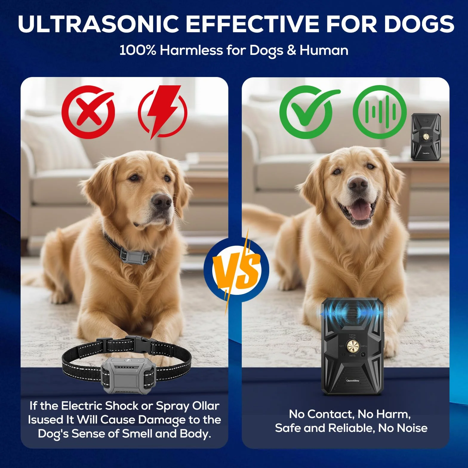 Dispositif Anti Aboiement Chien Ultrasons 3 Modes 33 Pieds Grands Petits Chiens Extérieur Intérieur