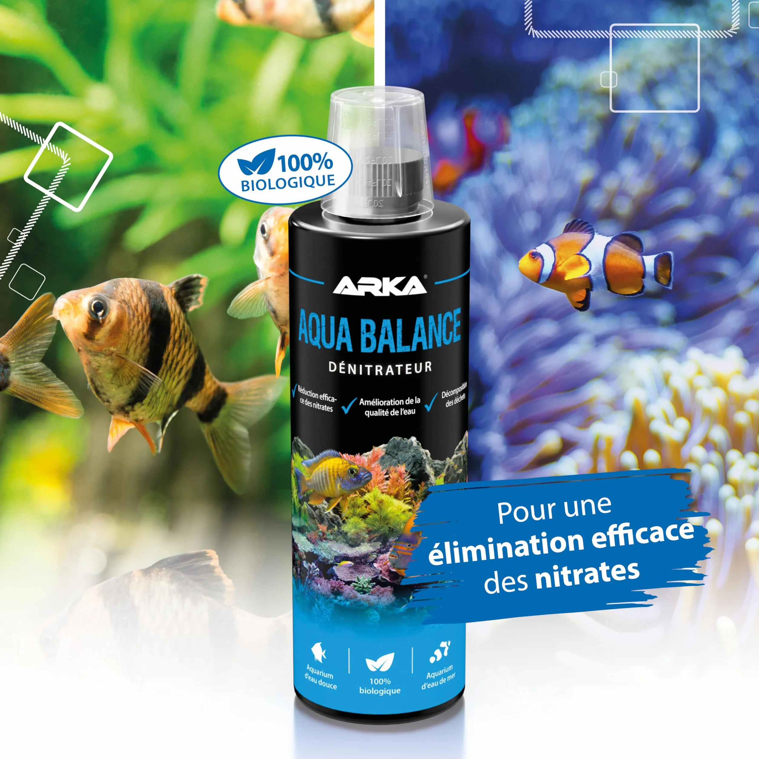 MICROBE-LIFT Aqua Balance Nettoie aquarium réduit nitrates eau douce eau de mer
