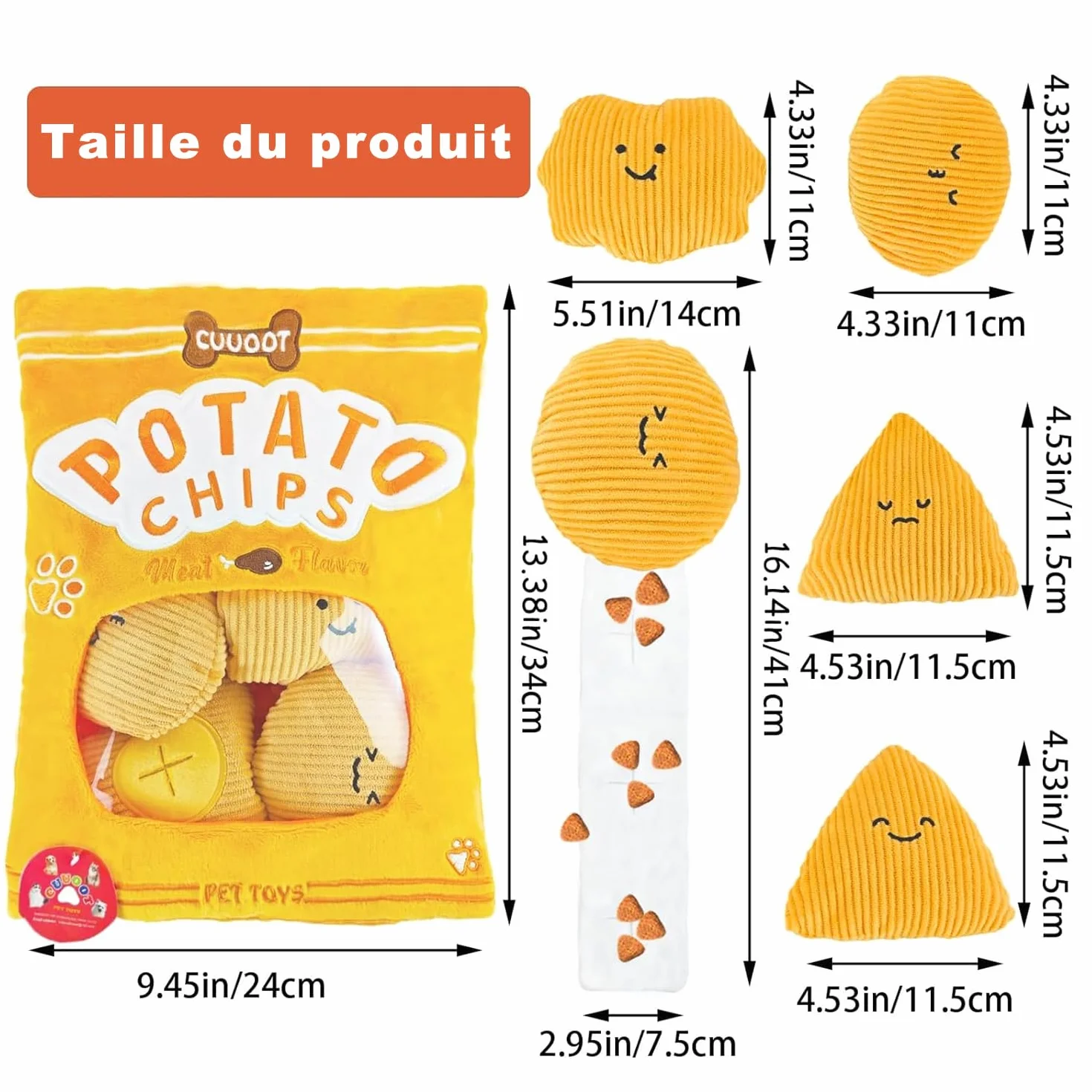 Jouets Interactifs Croustillants pour Chiens Casse-Tête et Enrichissement - Jouets Chips and Potatoes