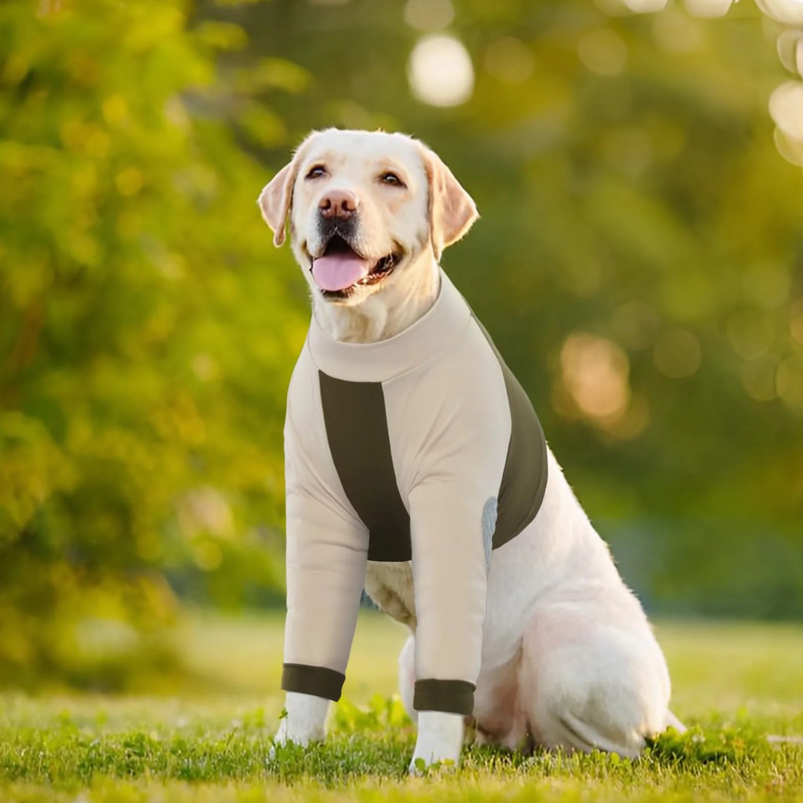Lelepet Manchon de Récupération de Jambe Avant pour Chien, Chemise de Protection du Coude, Pyjama Court Respirant pour éviter Léchage, Vert 3XL