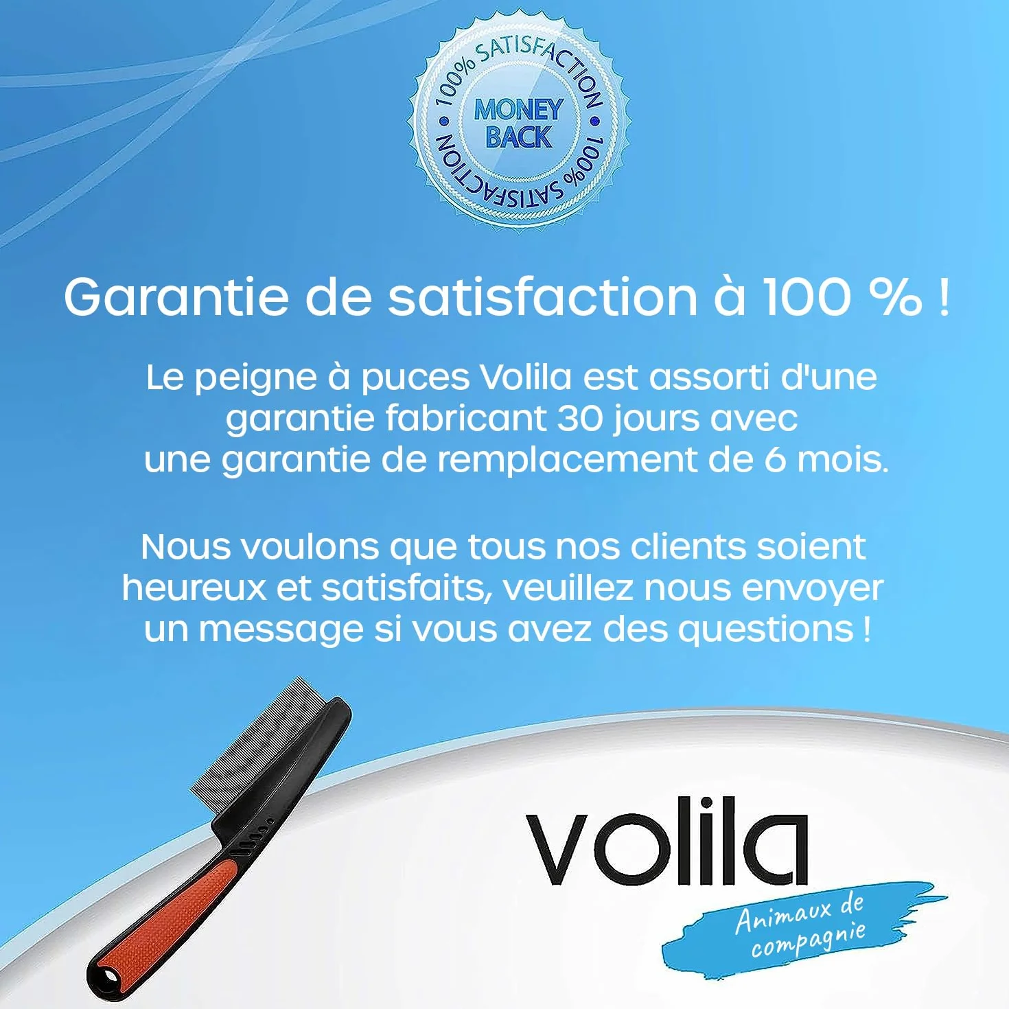 volila Peigne Anti Puces Chien - Peigne Anti Puces pour Chat 15 cm - Dents Fines pour Protéger Votre Animal des Puces & Tiques - Peigne Chat Technologie Douce & Sûre