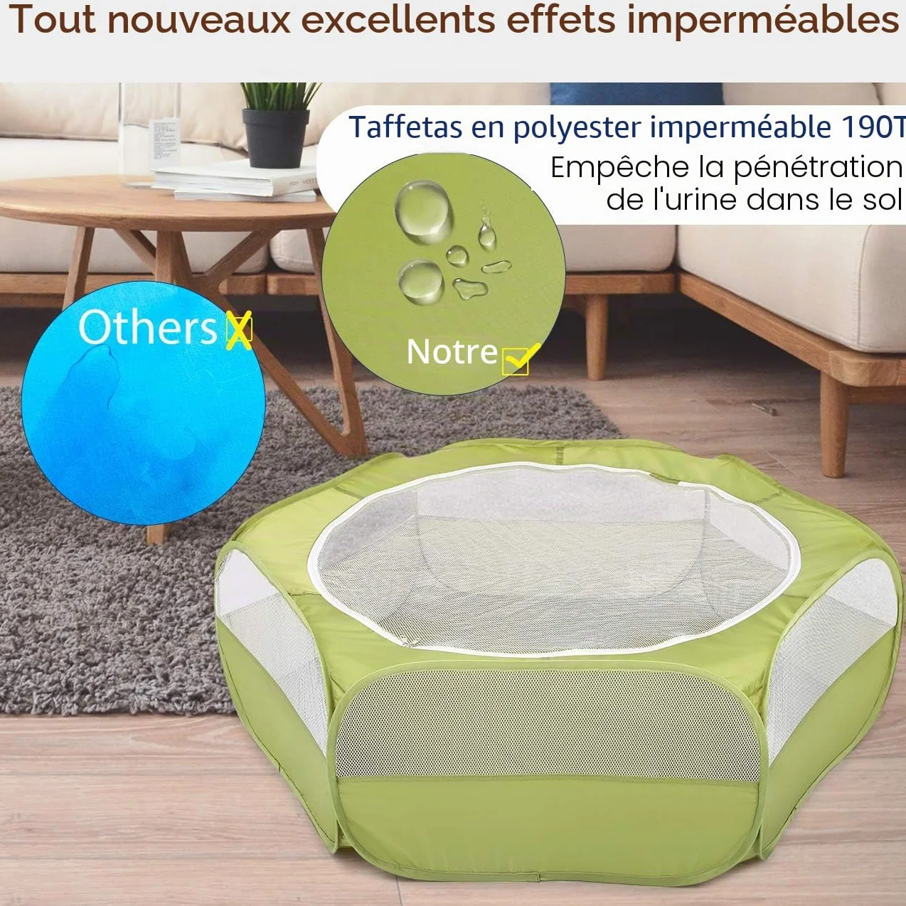 Pawaboo Parc pour Petits Animaux, Enclos Pliable Parc avec Fermeture Éclair pour Animal de Compagnie, Cages Tente Clôture d'exercice Transparente Respirante pour Chien, Chat, Lapin - Vert d'Avocat