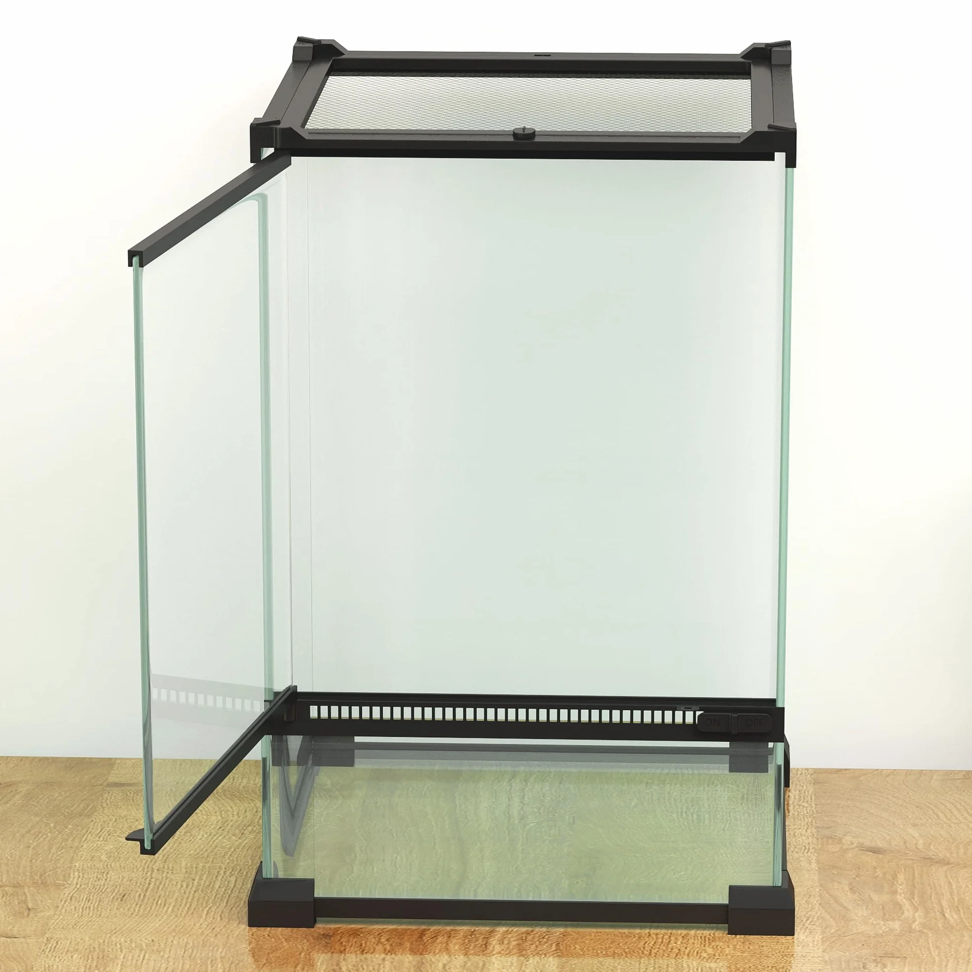 PawHut Terrarium en Verre pour Reptiles Vivarium 12 L avec Couvercle en Treillis métallique 20 x 20 x 30 cm Noir