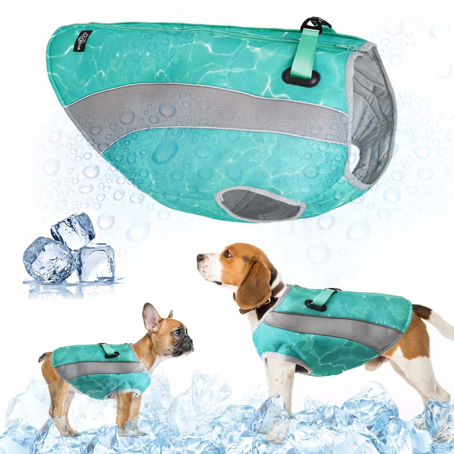 2 en 1 Manteau d'hiver pour Chien et Gilet rafraîchissant pour Chien, Veste de Harnais améliorée, Manteau rafraîchissant évaporatif Respirant pour Chiens pour Petits, Moyens et Grands Chiens