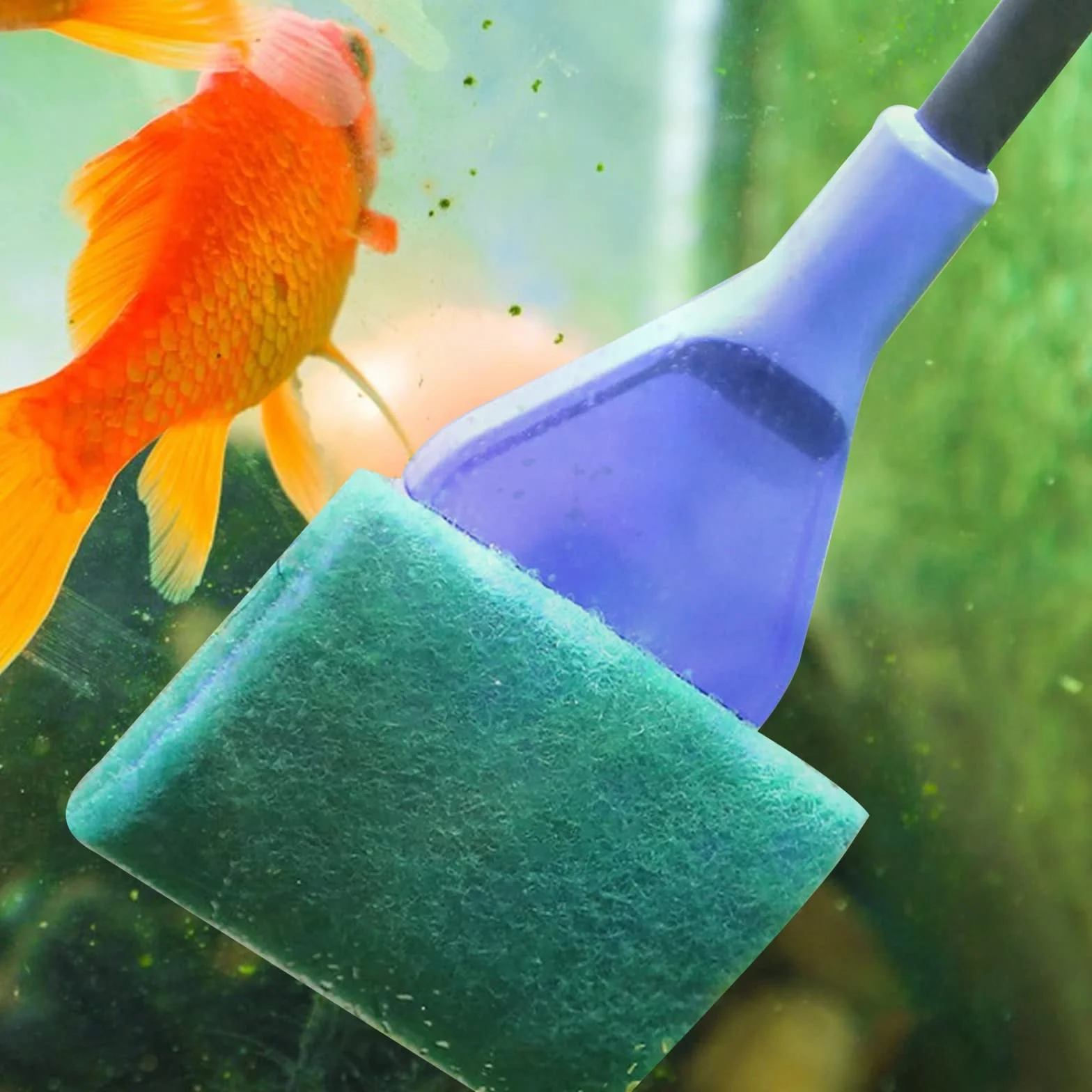 Kit Nettoyage Aquarium 5 en 1 Brosse Vitre Outils Nettoyage Algues Éponge Épuisette Râteau Gravier Grattoir Algues Fourchette Plante