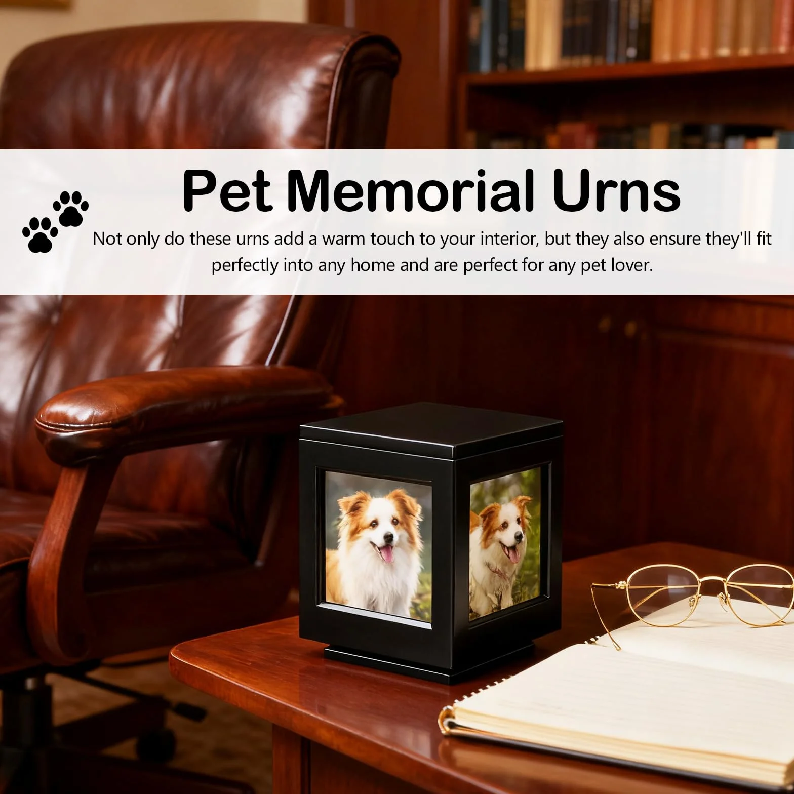 Urne Funéraire pour Chien en Bois avec Cadre Photo, Urne pour Animaux de Compagnie Commémorative Personnalisée