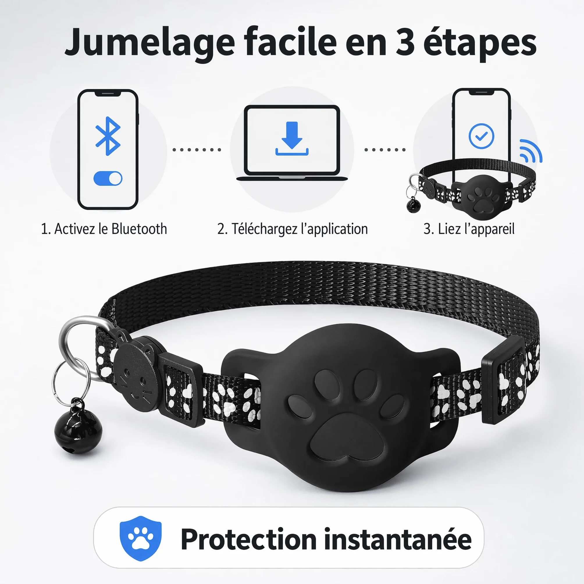 Collier GPS Chat Traceur 2026 sans Carte Sim sans Abonnement Localisation Temps Réel Imperméable Durable iOS Android