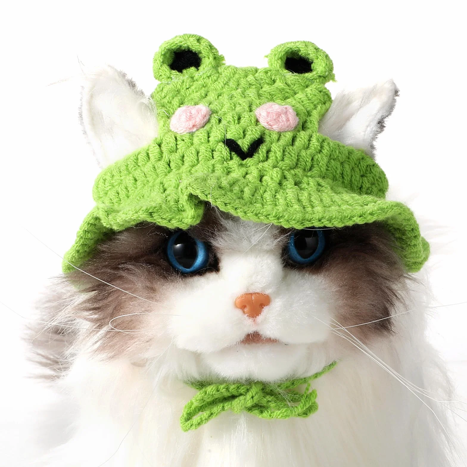 Chapeau d'Halloween en laine pour animal de compagnie - Bonnet tricoté pour chat - Costume de Noël (vert)