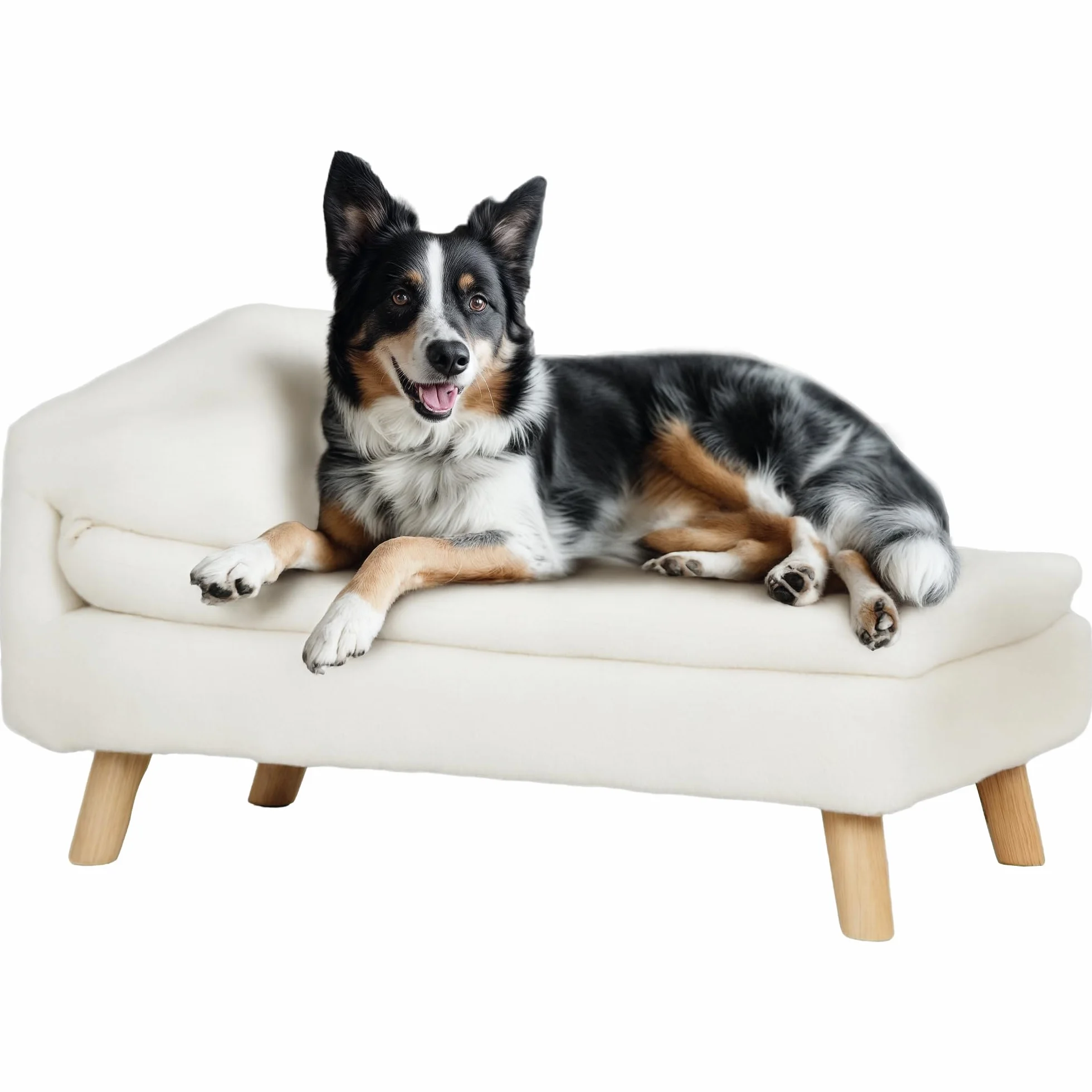 PawHut Canapé pour Chien Lit pour Chien Chat avec Coussin Moelleux Oreiller Housses Amovibles Lavables Peluche 70 x 42,5 x 38,5 cm Crème