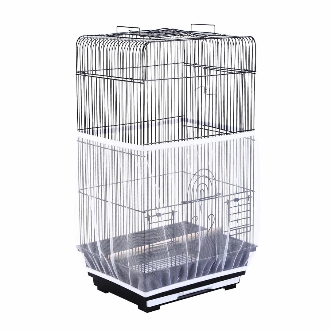 Housse de Protection en Maille pour Cage à Oiseaux, Ajustable Antipoussière, Blanc 150-180cm
