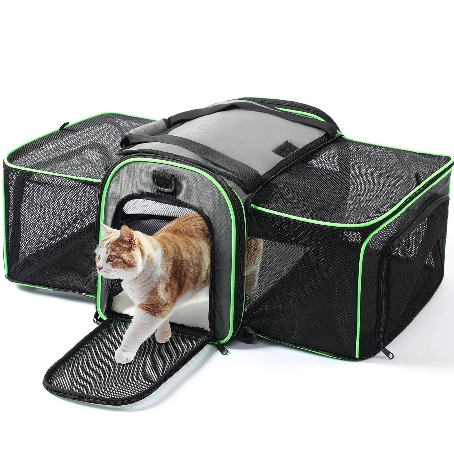 Gardner Pet Sac Transport pour Chat Chien Extensible, Grand Caisse de Transport Chat Respirant et Pliable, Cage Transport Chat pour Voyage en Avion/Train/Voiture - L/Gris