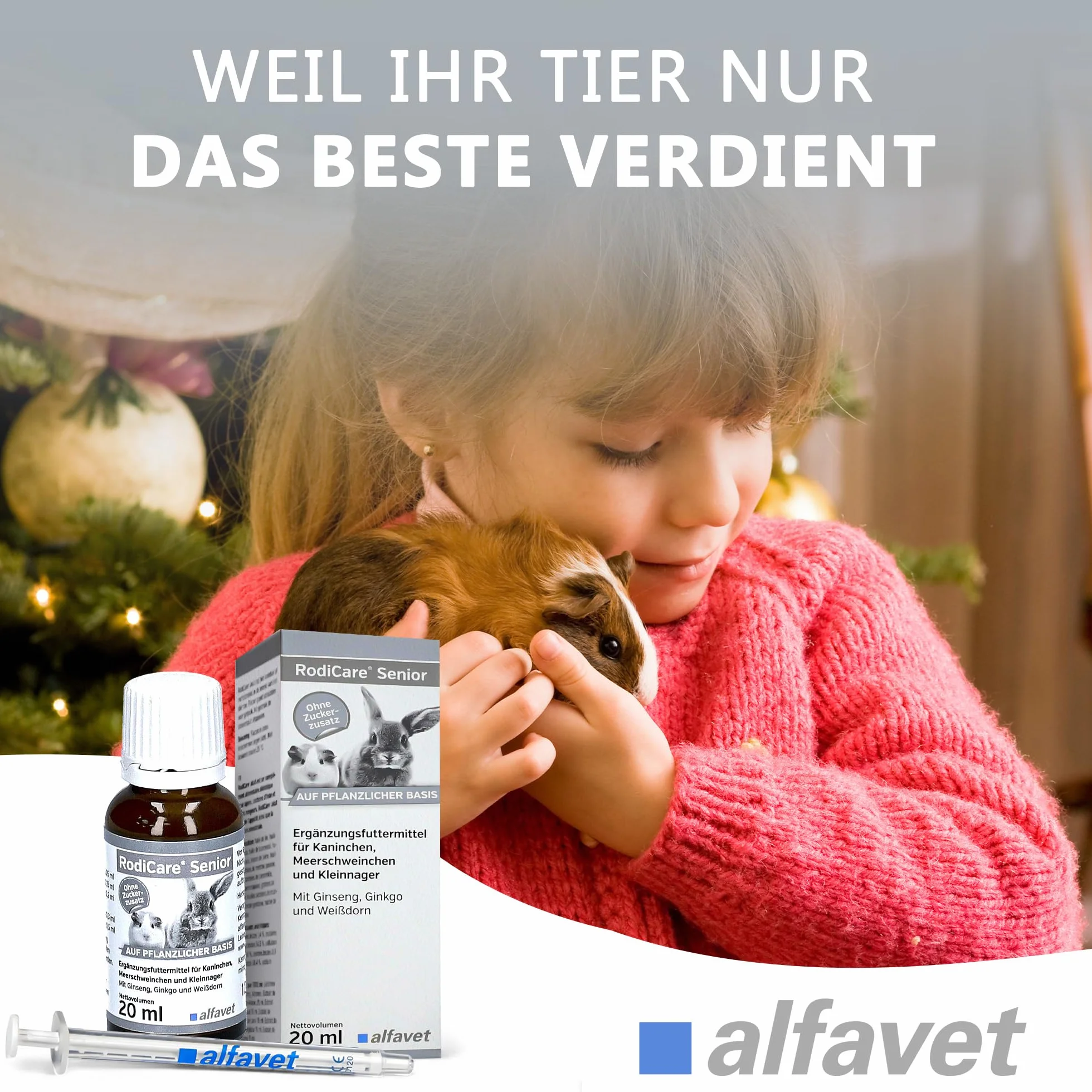 alfavet RodiCare Senior Complément Alimentaire pour Lapins Cochons d'Inde Petits Rongeurs Ginseng Ginkgo Aubépine 20 ML