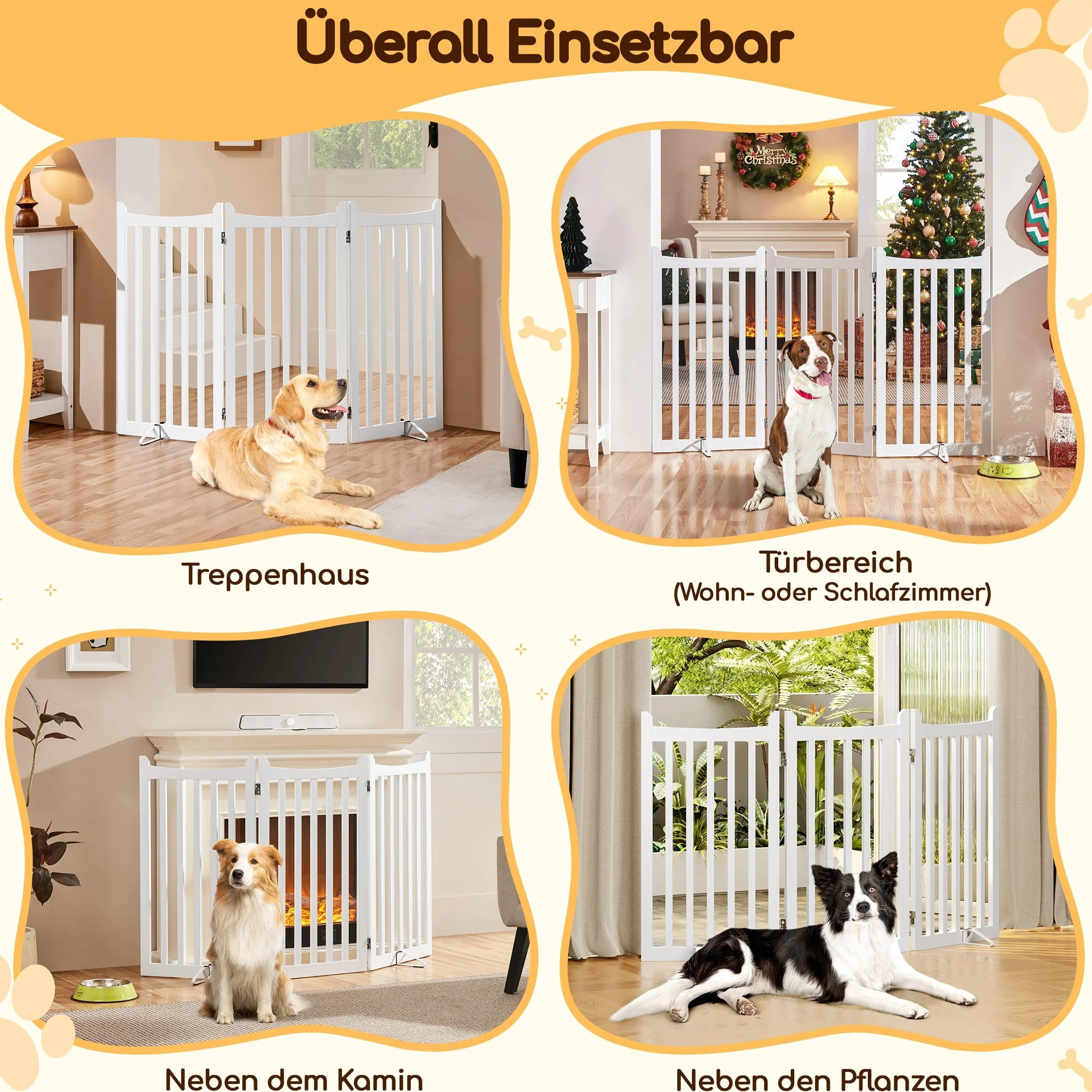 Yaheetech Barrière de Protection pour Chien, Pliable, 90,5 x 151,5 cm, 3 Panneaux, Blanche