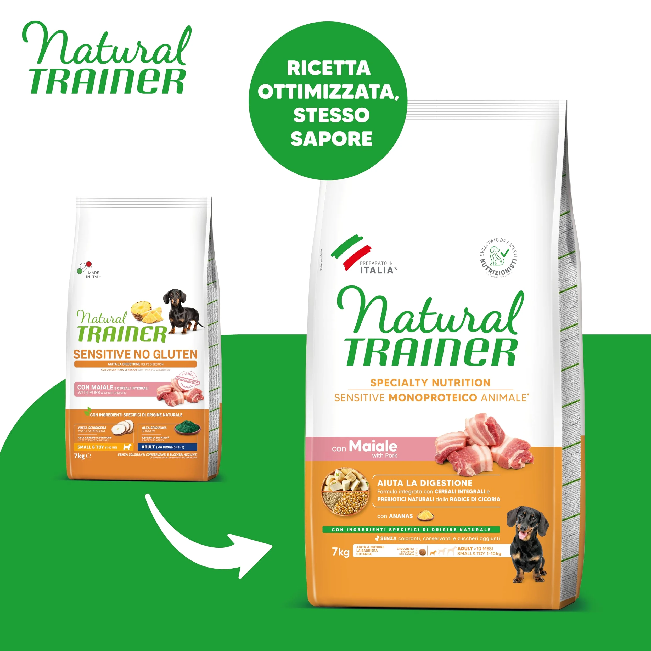 Trainer Sensitive sans Gluten Nourriture pour Chiens Adultes Petit et Jouet avec Porc - 7 kg