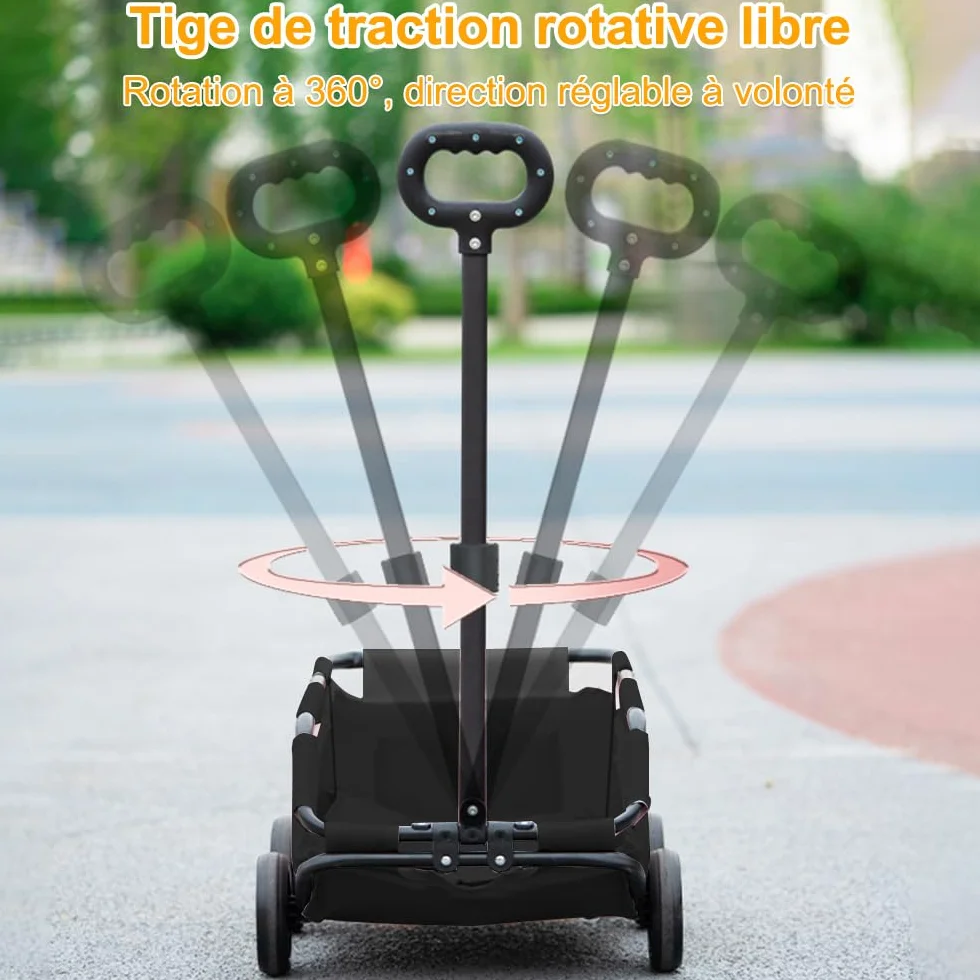 Poussette pour animaux de compagnie pliable 4 roues, pour chiens et chats jusqu'à 10 kg, avec poignée de traction