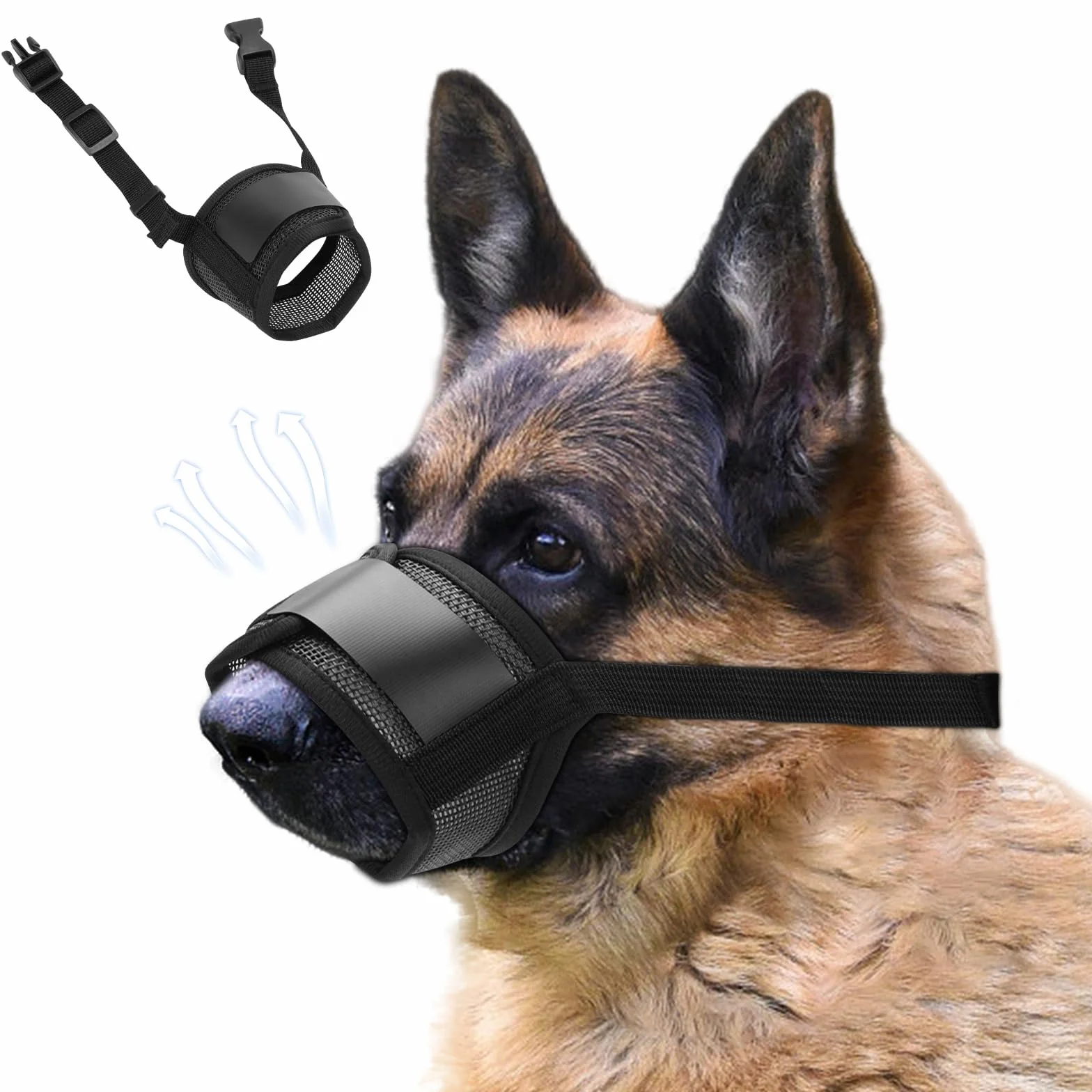 Museliere pour Chien, Ajustable pour Muselière Chien, Anti-aboiement et Mastication, Muselière en Maille à Air Doux pour l'entraînement au toilettage (M)