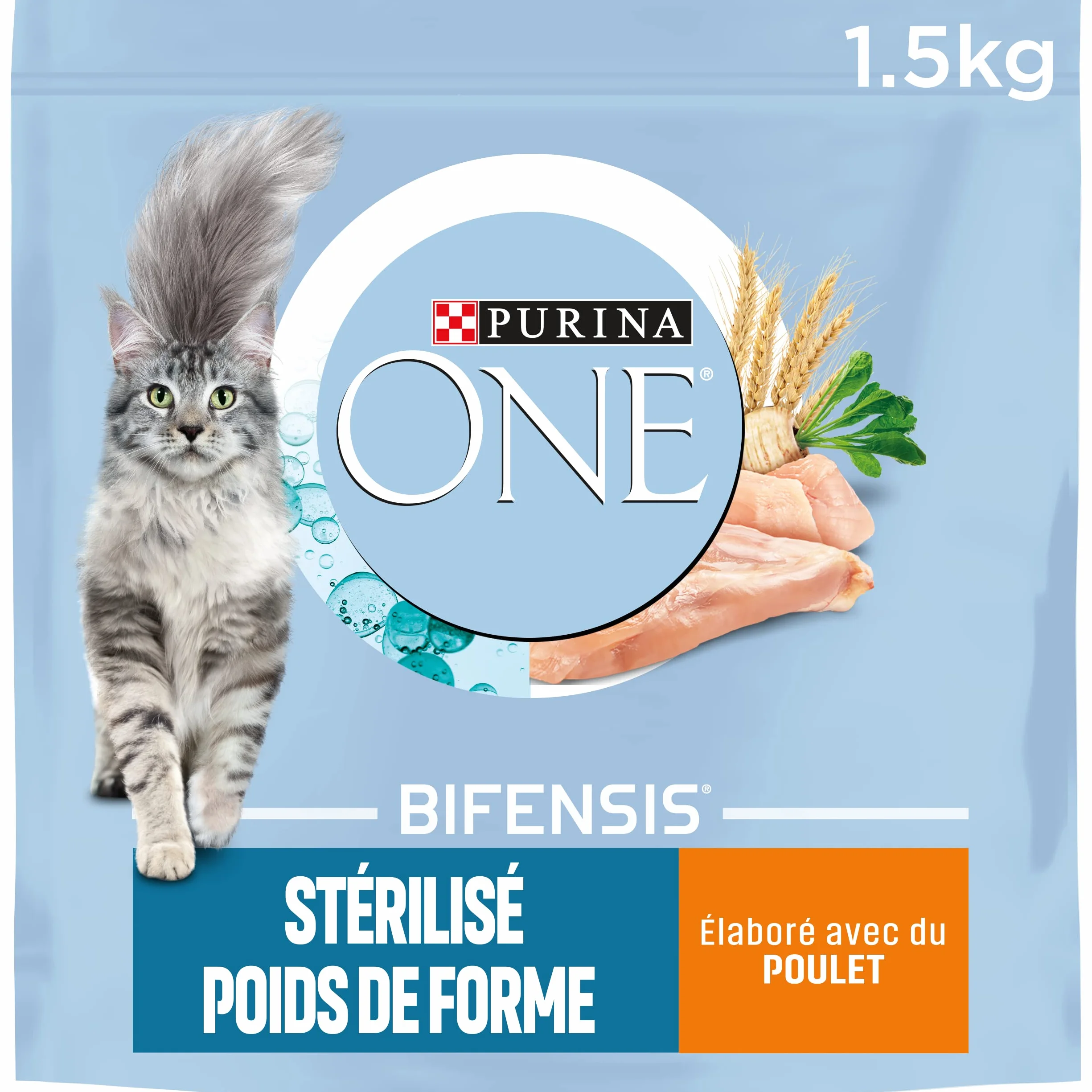 PURINA ONE BIFENSIS Poids DE Forme Croquettes Chat Adulte Stérilisé Poulet 1,5 Kg