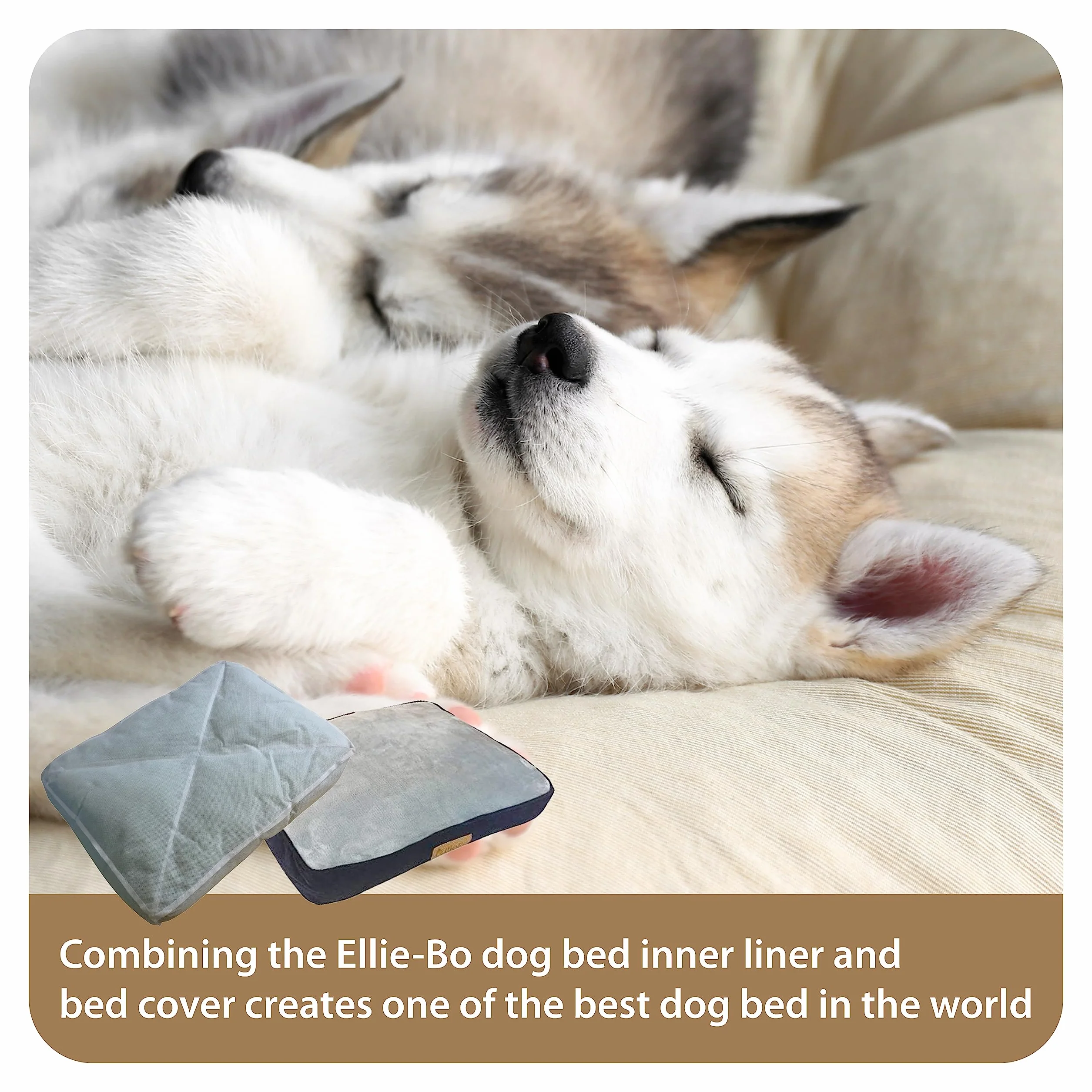 Ellie-Bo Matelas Doux et Lavable, pour Chiens, Bordures en Velours Côtelé et Revêtement en Fausse Fourrure, Rembourrage en Fibres de Polyester, pour Cage de 91,4 cm, L, 87 x 57 x 10 cm, Bleu/Gris