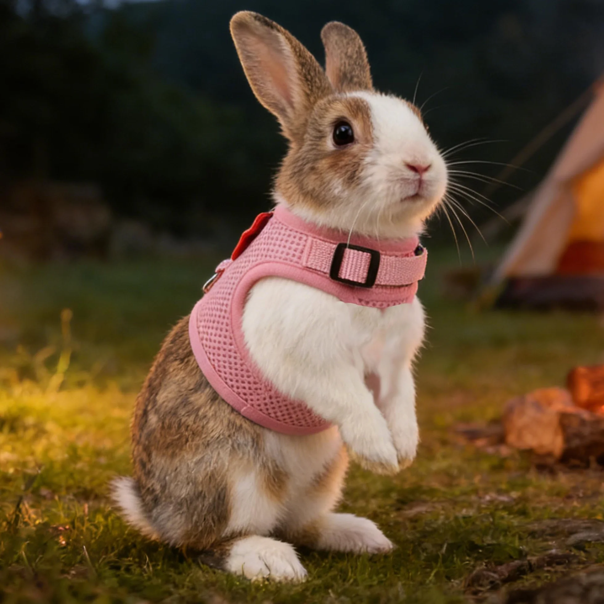 Harnais et laisse pour petits animaux, rose, taille L, en maille douce et respirante