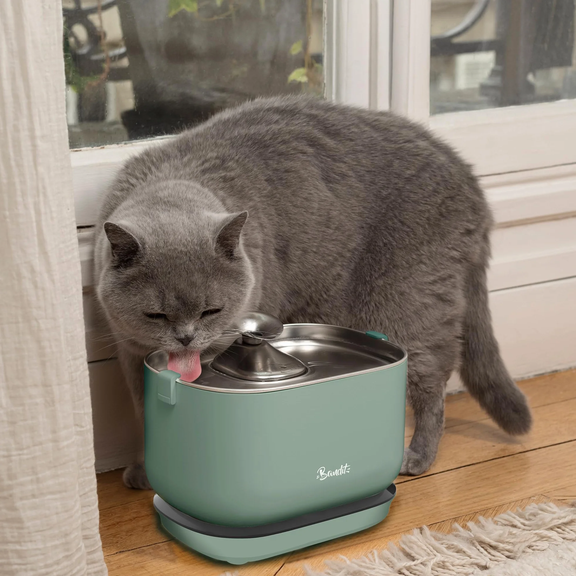 Fontaine à Eau sans Fil pour Chat 2,5L Acier Inoxydable Ultra silencieuse 30dB Détecteur de Mouvement Intelligent