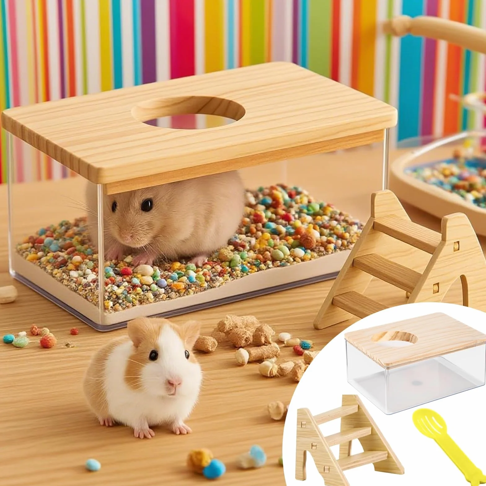 Maison De Toilette Hamster Transparente, Conteneur Bain Sable pour Hamster Chinchilla Gerbille