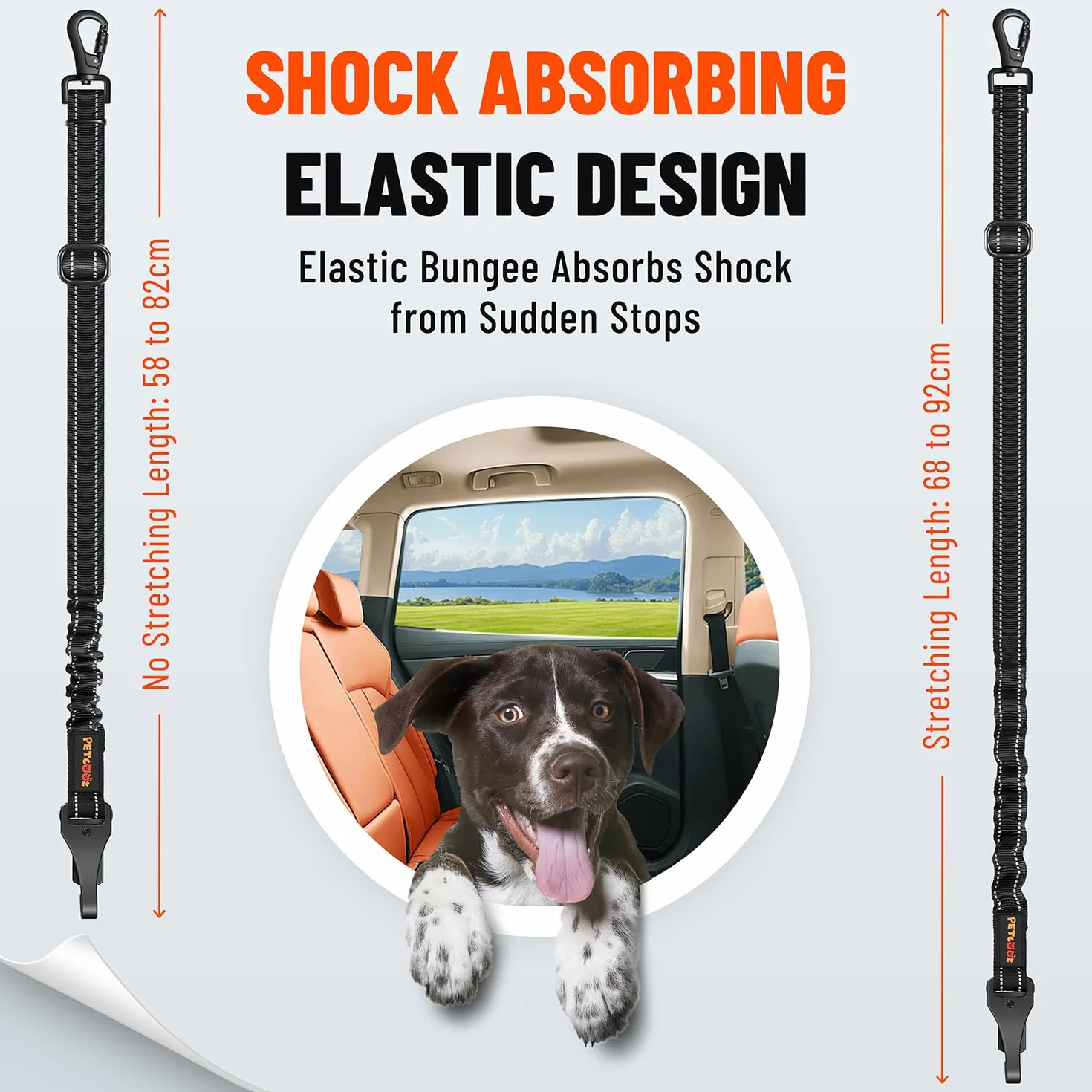 Ceinture Chien Voiture 3 en 1, Ceinture de Sécurité Chien Réglable 58-92 cm avec Système Latch et ISOFIX, Absorption des Chocs, Mousqueton Rotatif 360°, Harnais Voiture pour Toutes Les Races