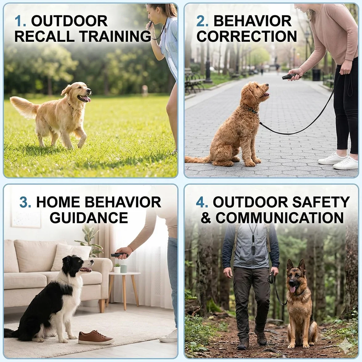 Set de formation 2 en 1 pour chiens avec sifflet et clicker, noir, bracelet de poignet, accessoire pour chiots et chats
