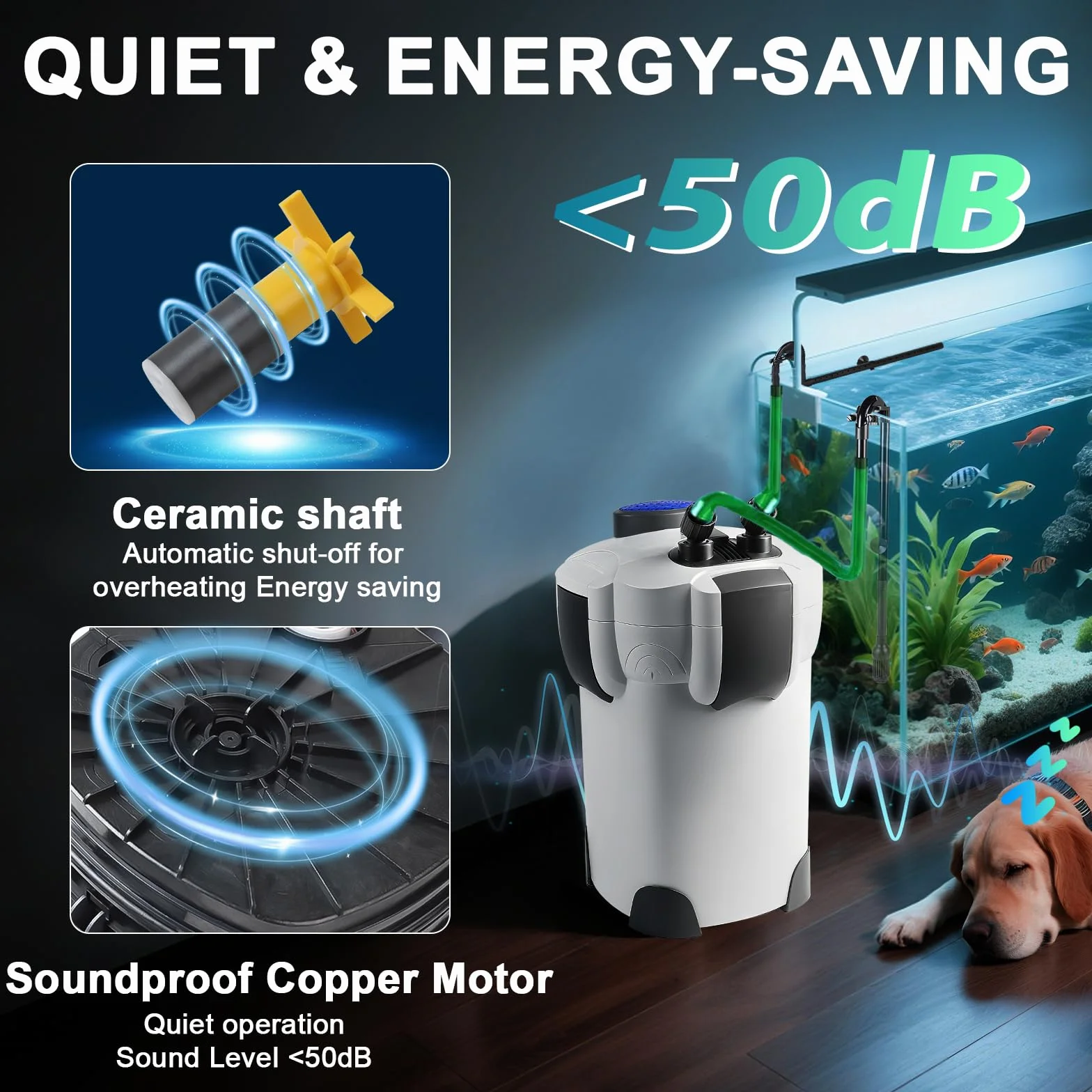 EXLECO Filtre Extérieur Aquarium 1000L/H 18W Pompe Externe Réglable 3 Étapes HW-302