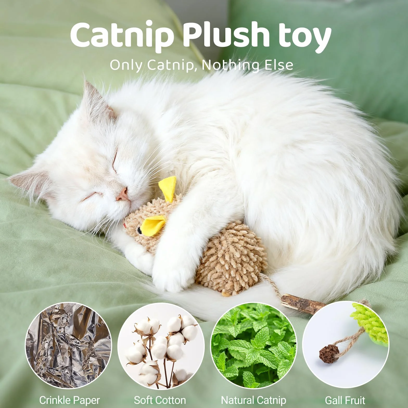 Jouet interactif en peluche pour chat herbe à chat résistant aux morsures chenille souris hérisson