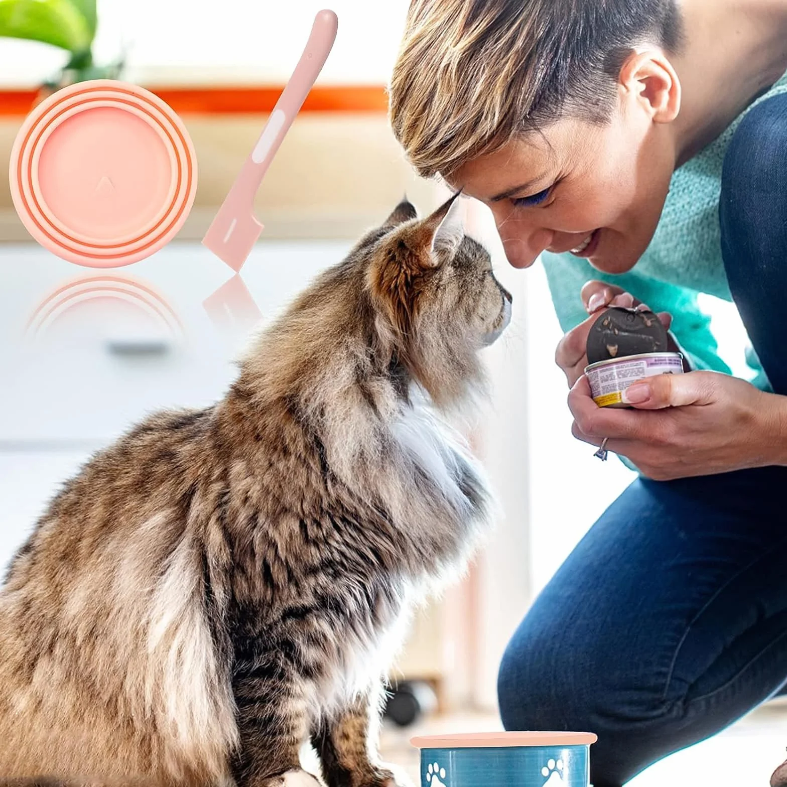 Paquet de 6 Couvercle Silicone de Conserve Cuillères à Nourriture pour Chats pour le Stockage des Aliments Humides