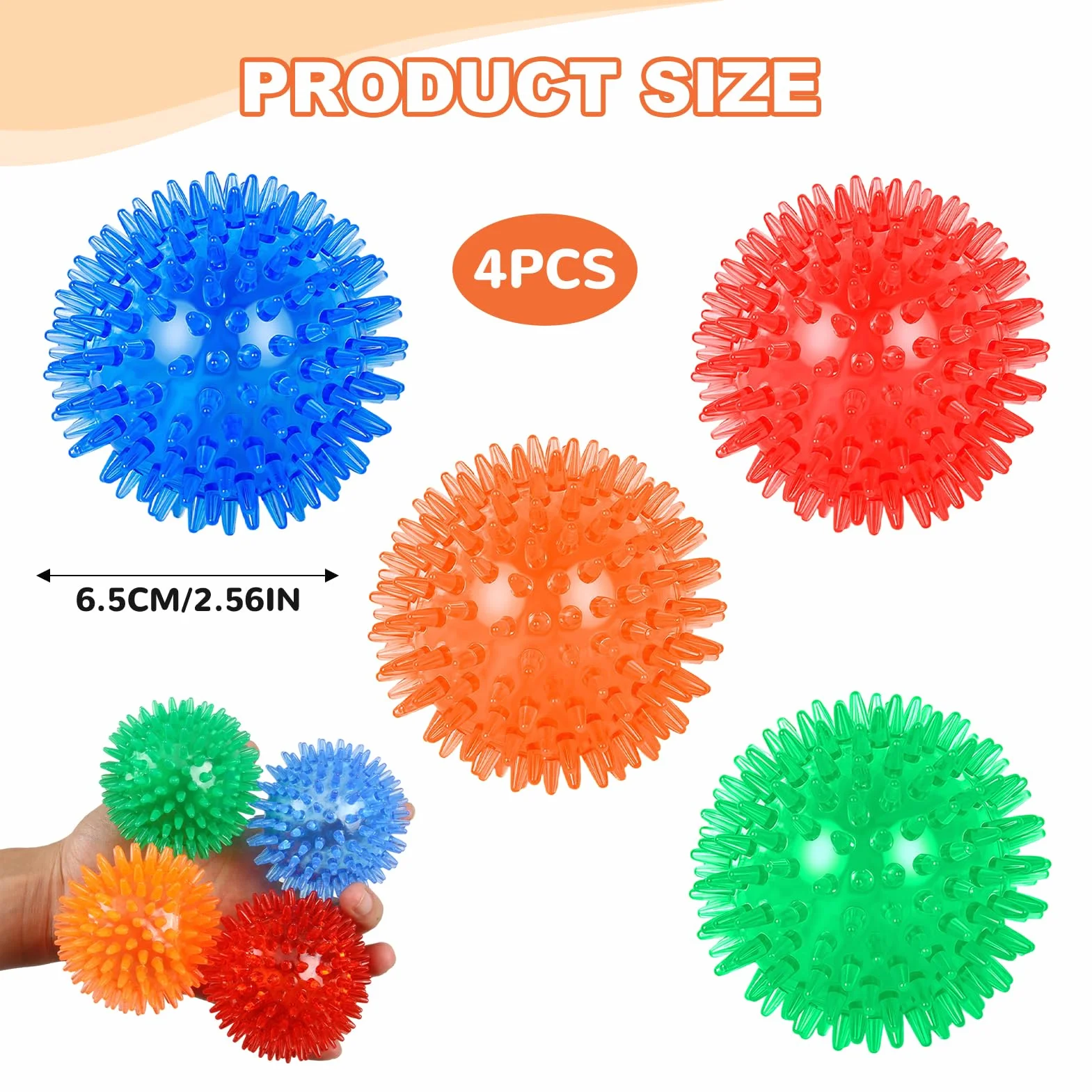 Squeaky Dog Ball Toys 4 Pack, Spiky Chew Balls Flottant pour Chien