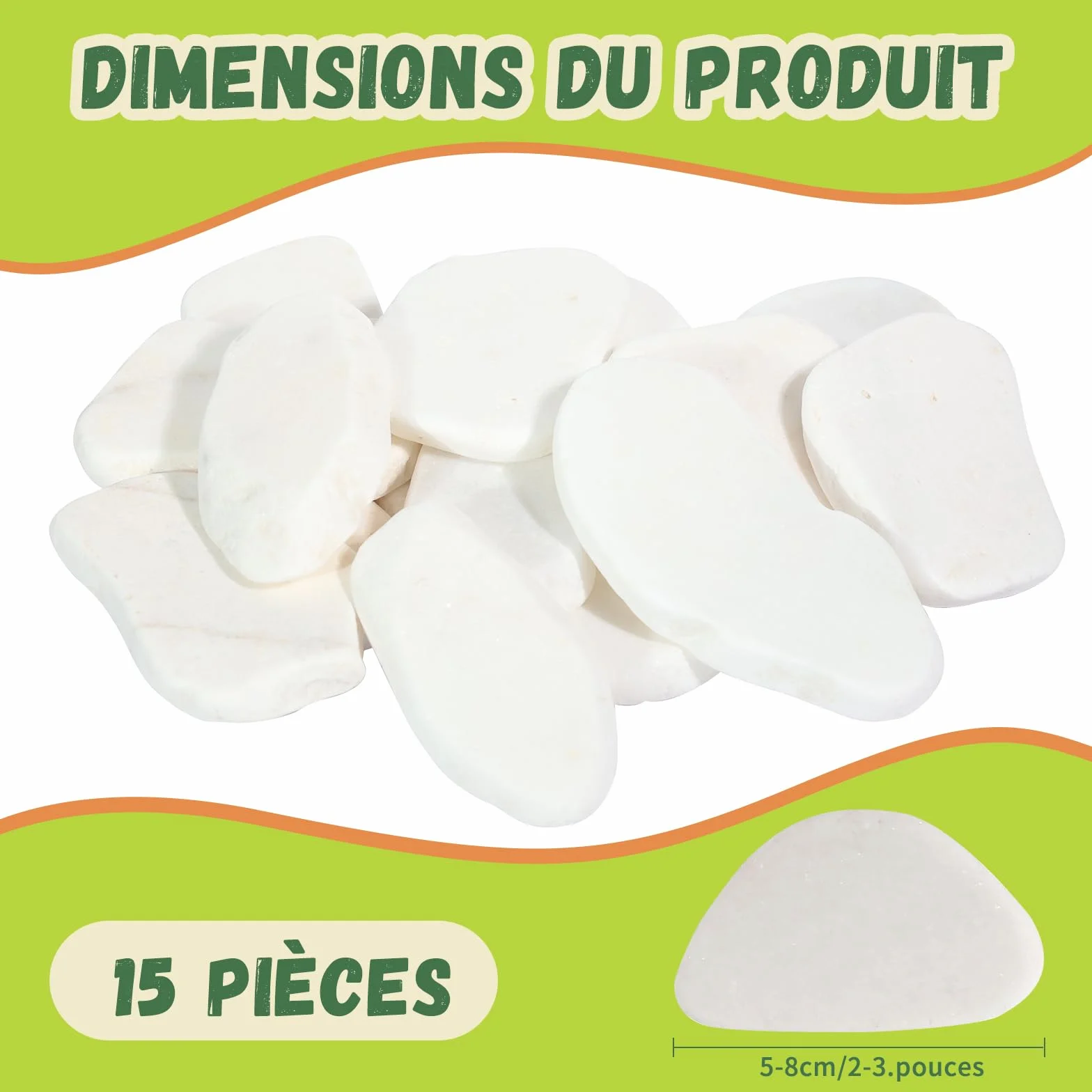 Galets à Peindre 5-8 cm – Pierres Naturelles Lisses et Plates pour Décoration Jardin, Bricolage, Blanche