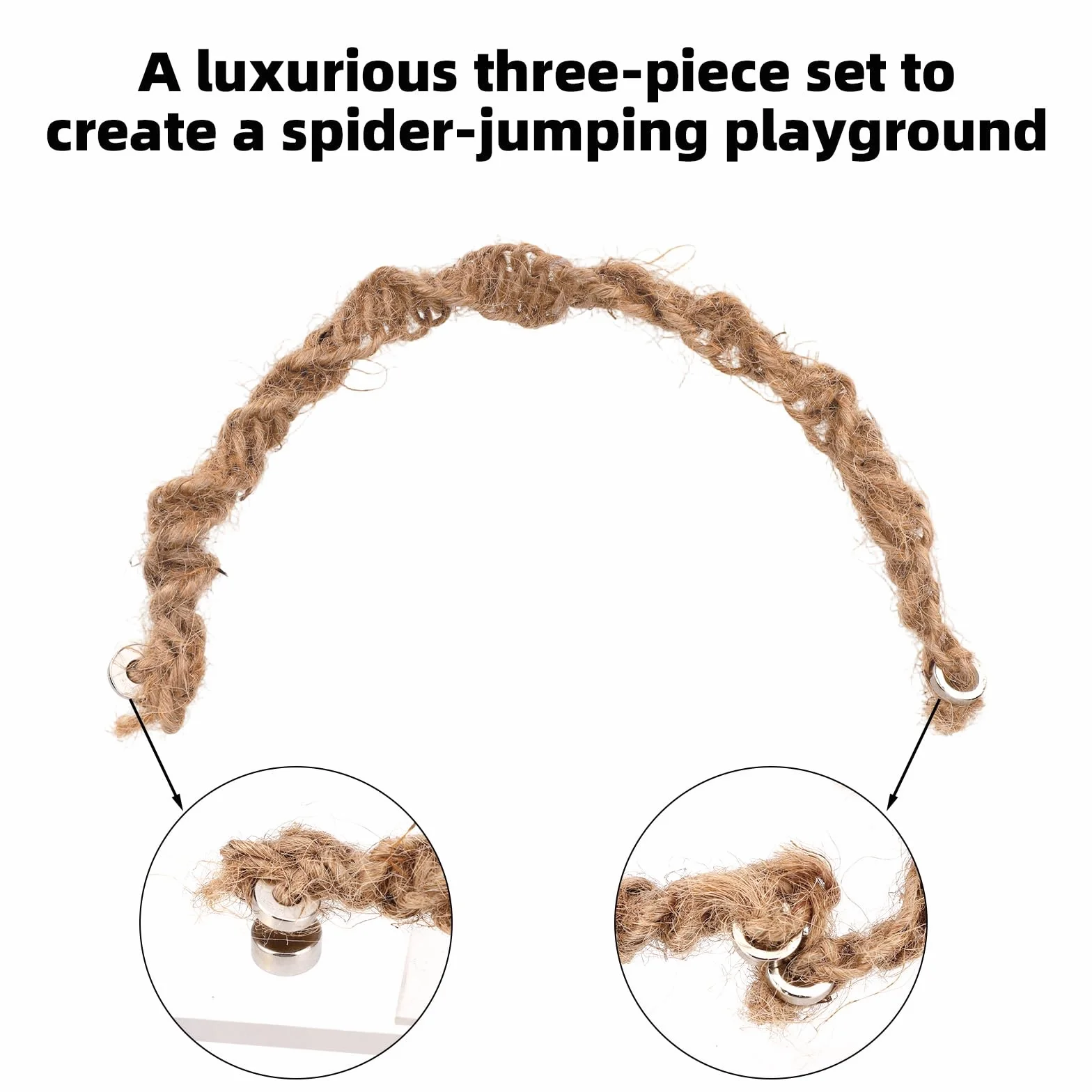 3pcs Ensemble de Accessoires pour Terrarium Araignée Sauteuse, Balançoire en Corde Coton Balançoire Plateforme et Nid avec Aimants pour Décoration Terrarium Araignée Sauteuse Taille Moyenne