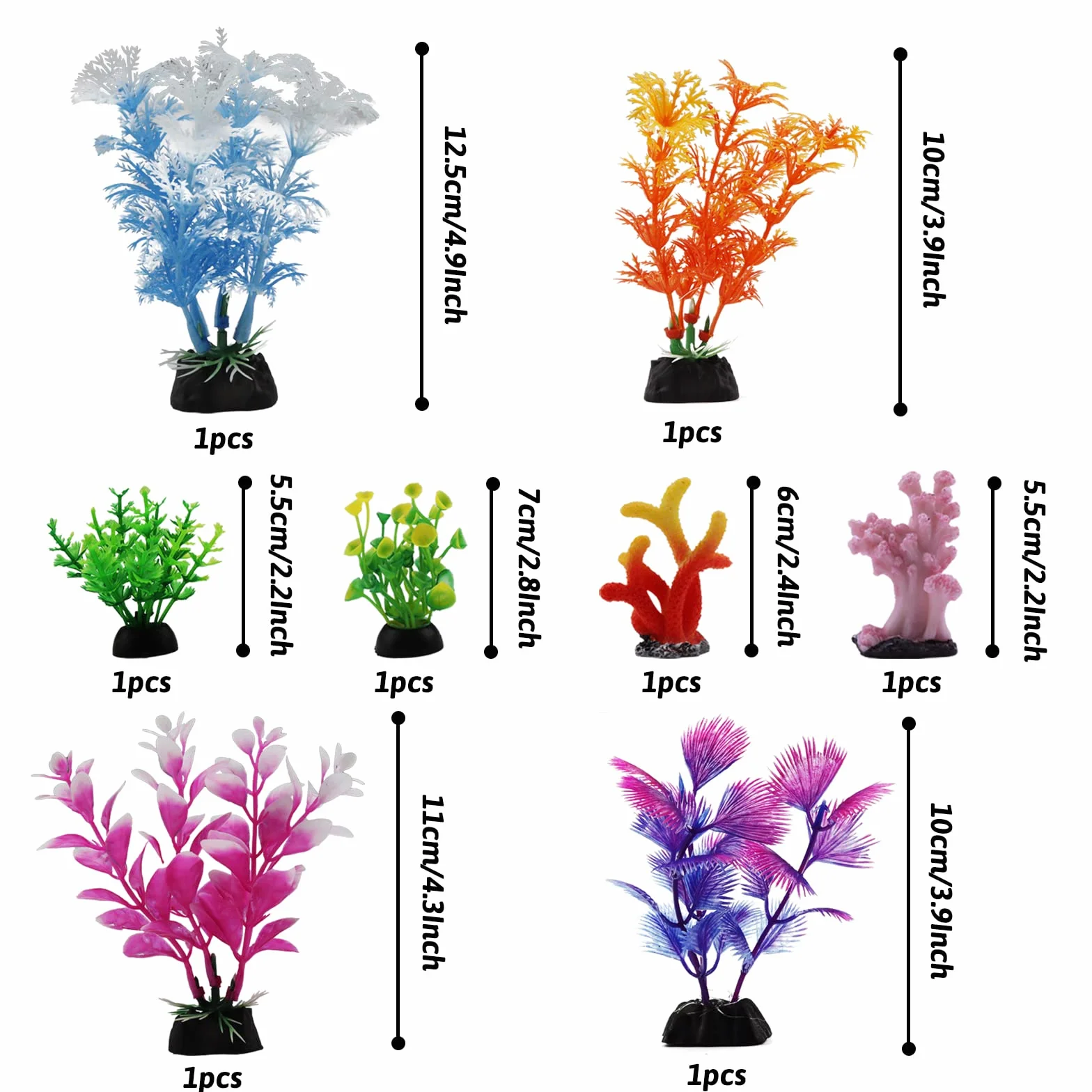 QUOZUO Aquarium Decoration Plantes Artificielles 8 Pièces