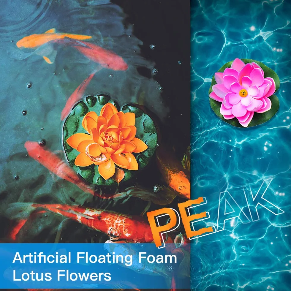 Peak-EU 5 Pcs Nénuphars Artificiels Flottants pour Bassins Fleur de Lotus Décoration Mariage