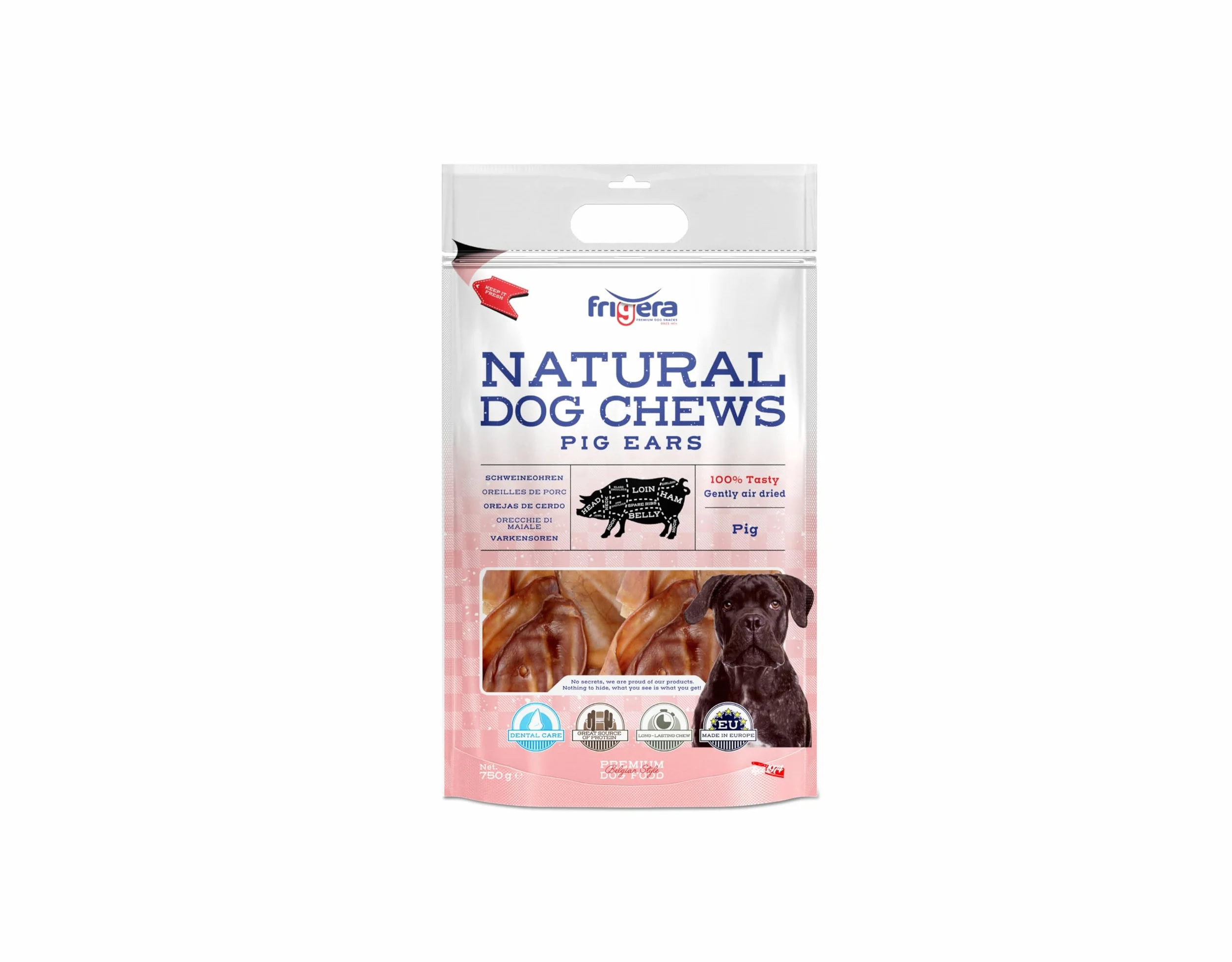 Frigera Oreilles de Porc 750g Friandises Naturelles pour Chiens Riches en protéines