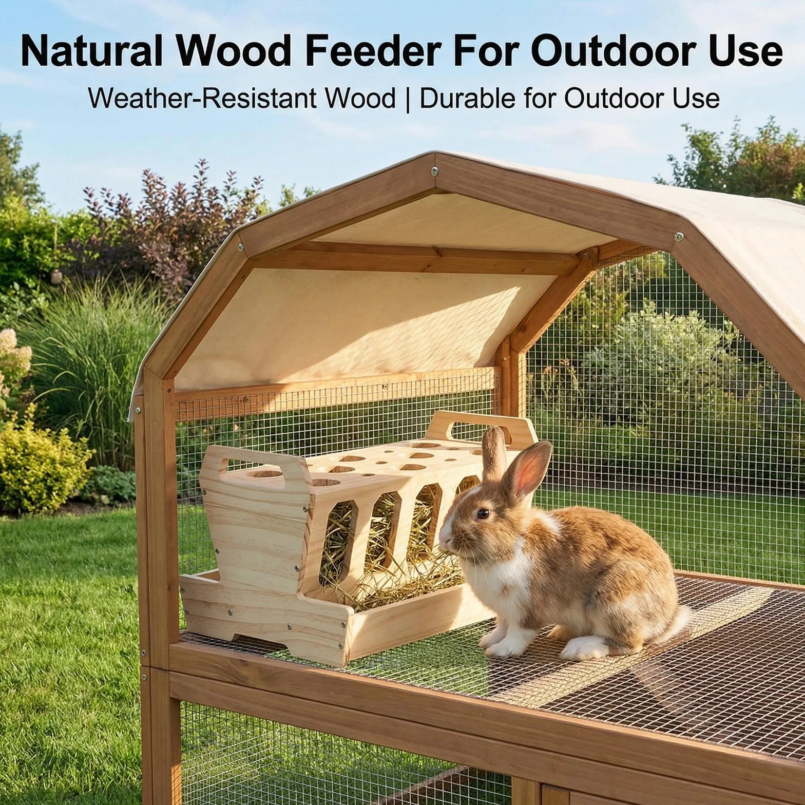 Râtelier à Foin pour Rongeurs 12x9.4x6.6 pouces en Bois Grande Capacité