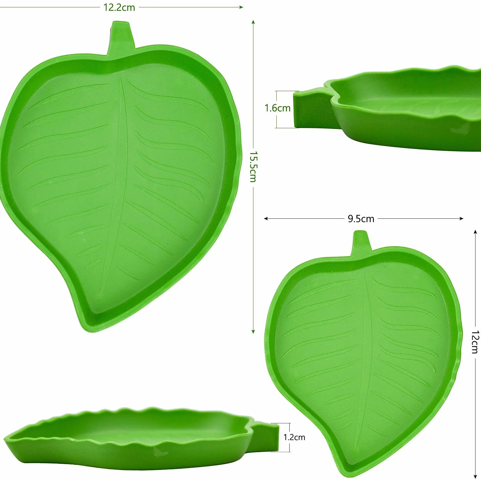 Abreuvoir Tortue Plat Reptile 2 Pièces Bol d'eau pour Petits Animaux Domestiques Lézard Araignée Scorpion Vert