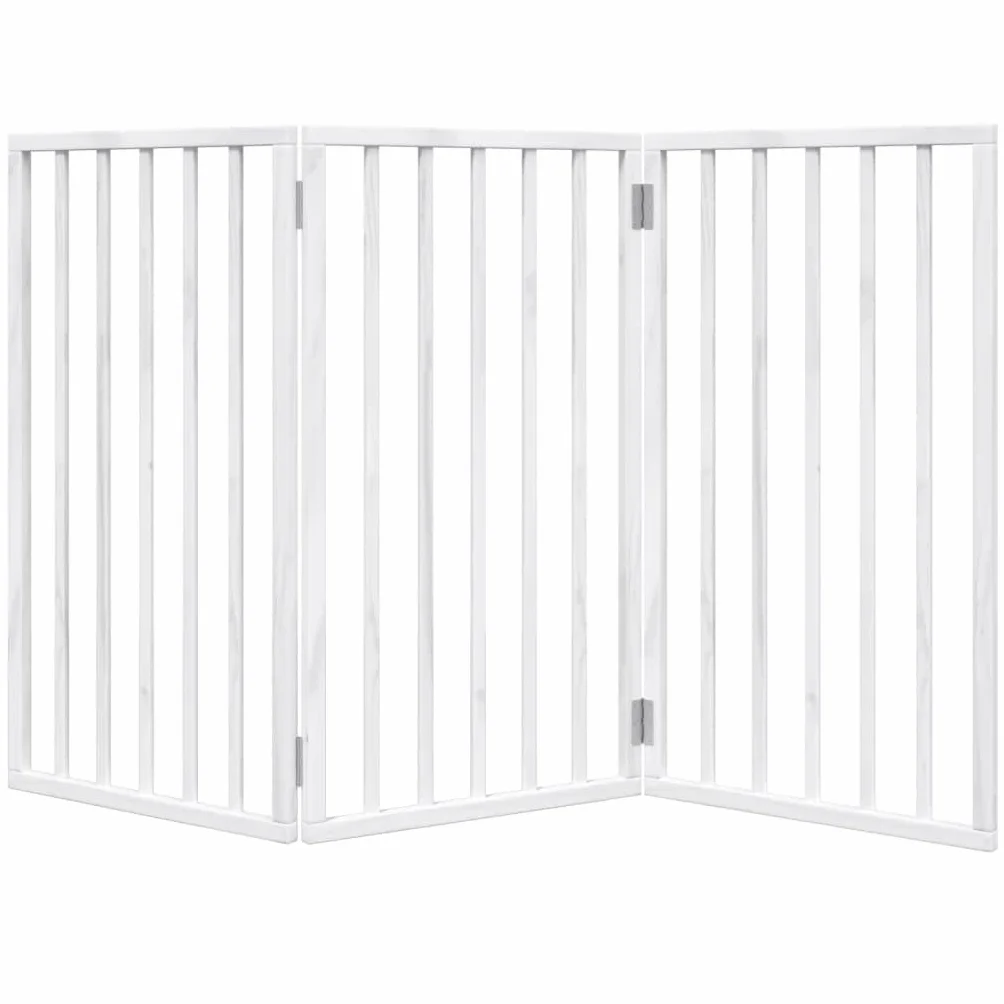 vidaXL Barrière pour chien pliable 3 panneaux Blanc 150 cm Bois de peuplier